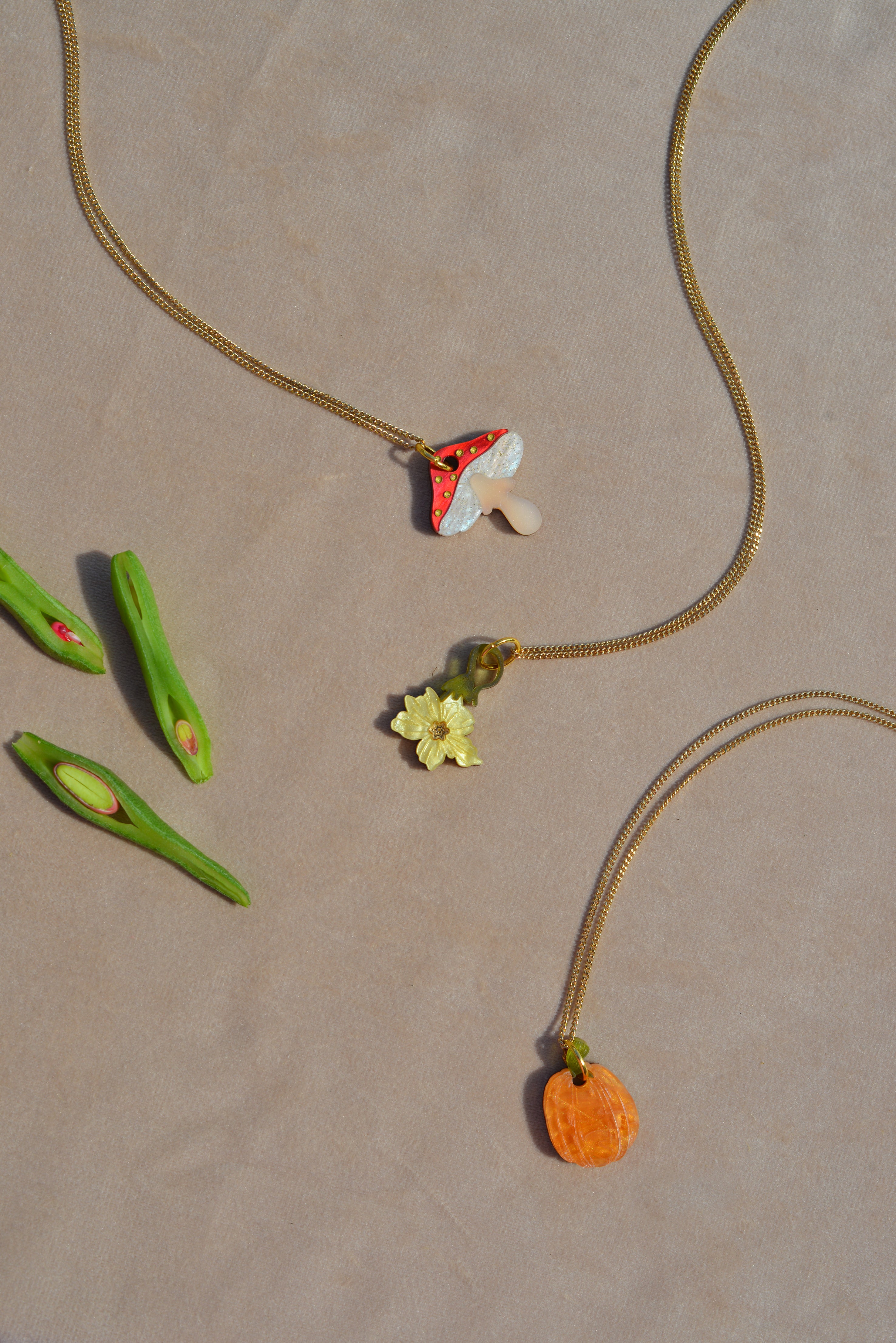 Yellow Pumpkin Flower Necklace