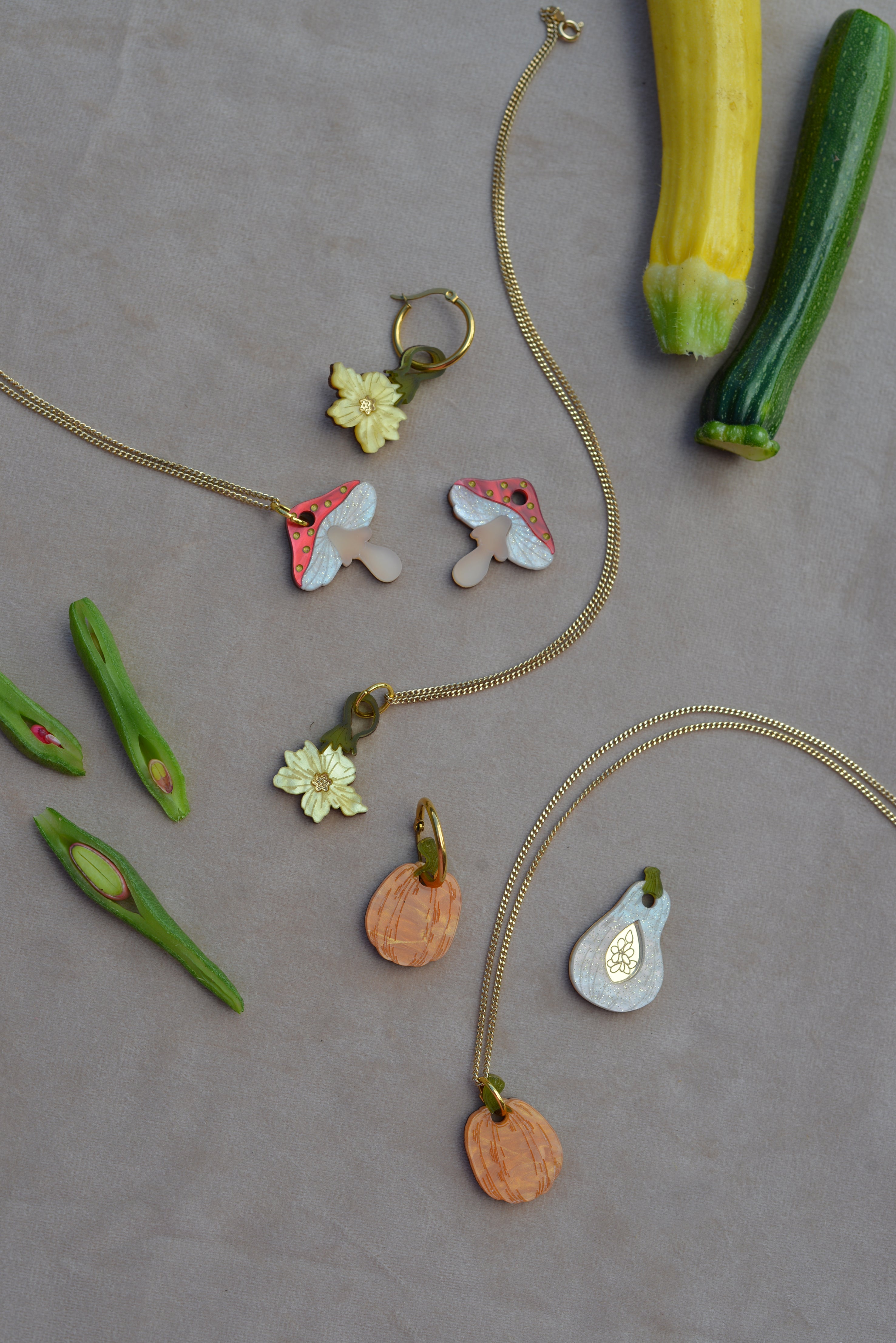 Yellow Pumpkin Flower Necklace