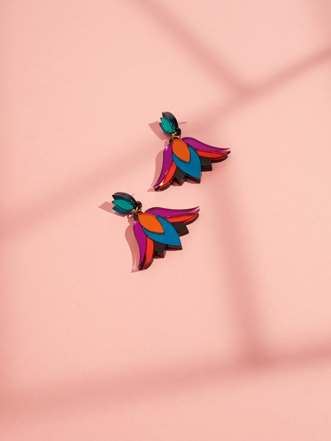 Dahlia Single Drop Statement Earrings, orange centre
