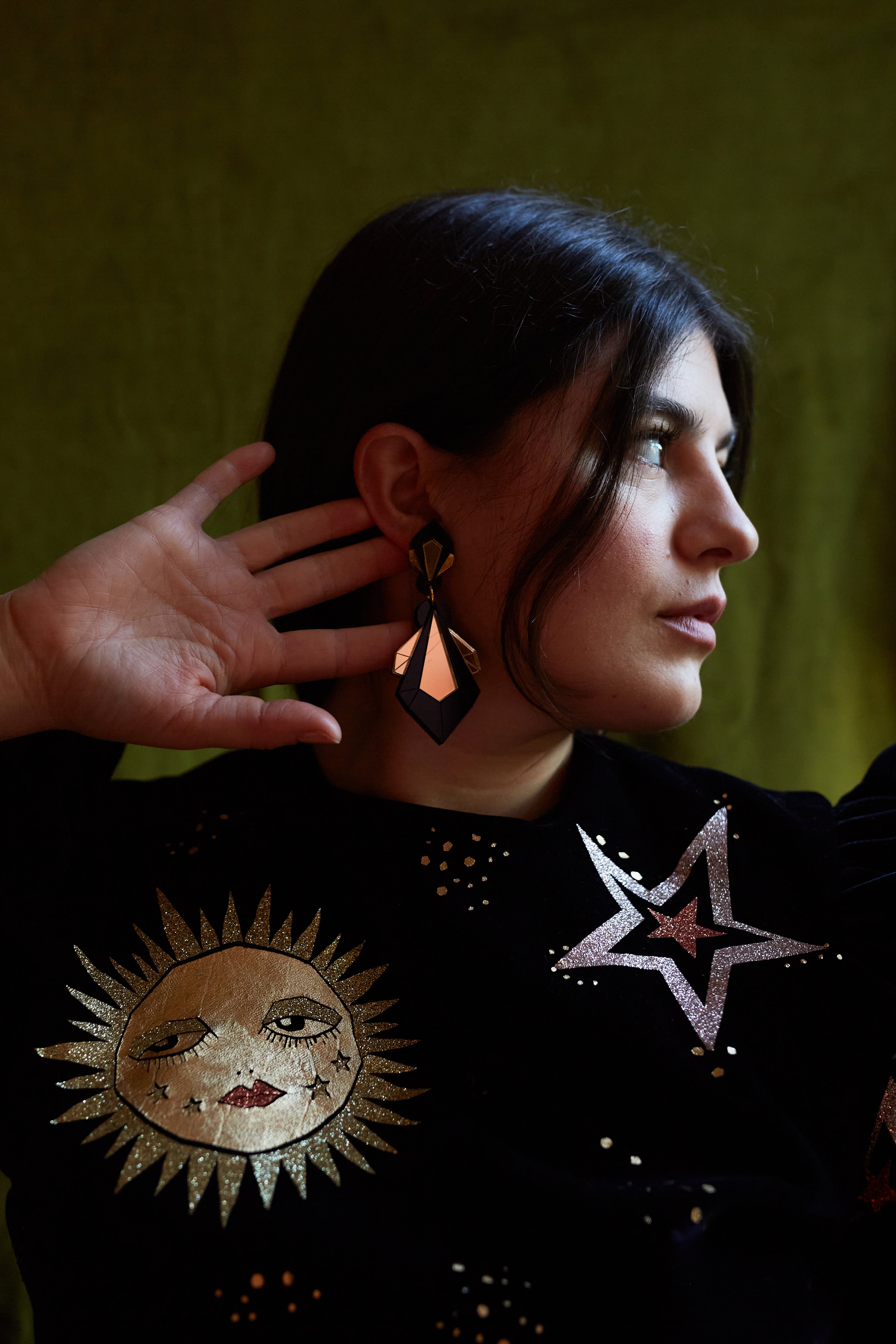 Geo Shard Statement Earrings GOLD/BLACK