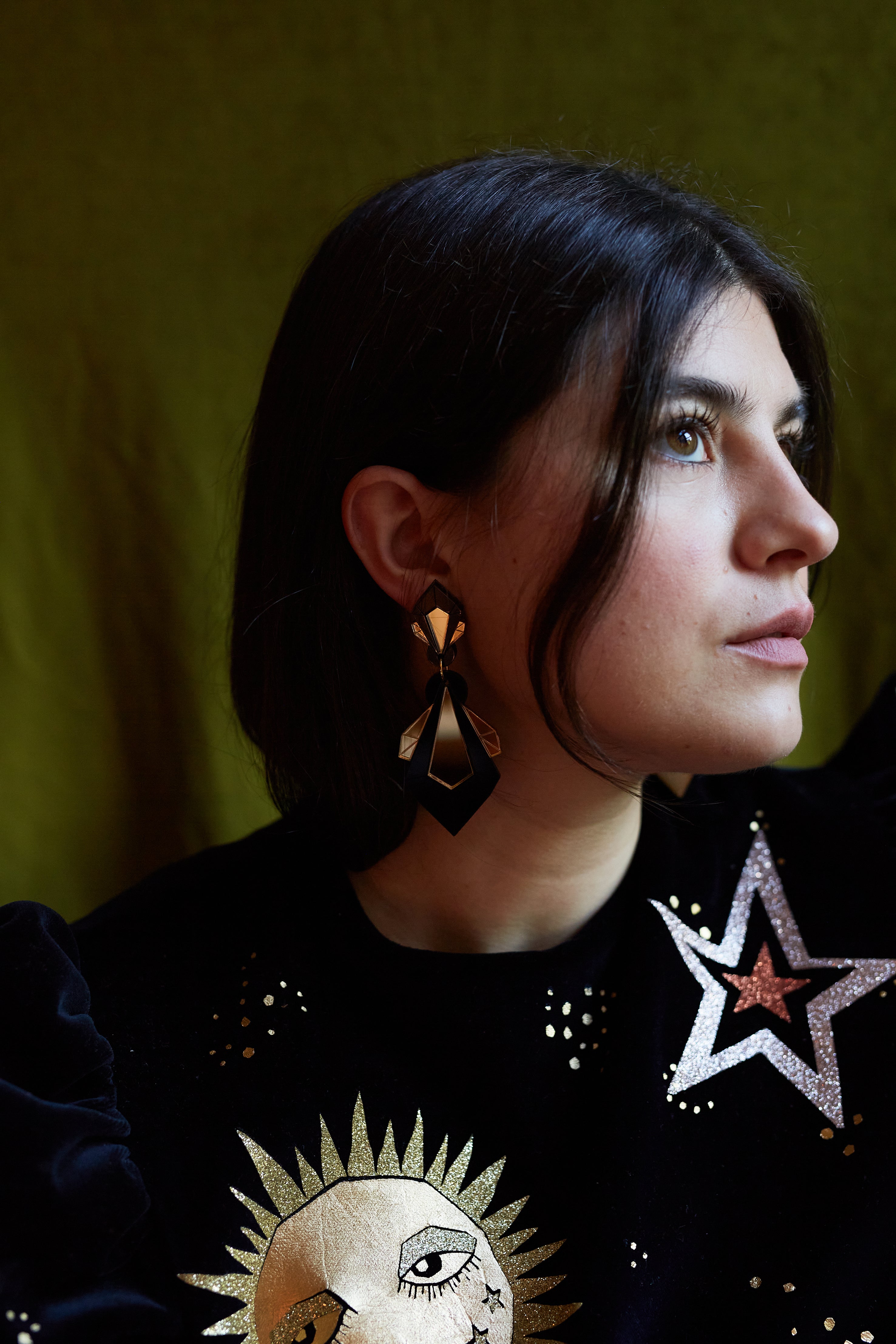 Geo Shard Statement Earrings GOLD/BLACK