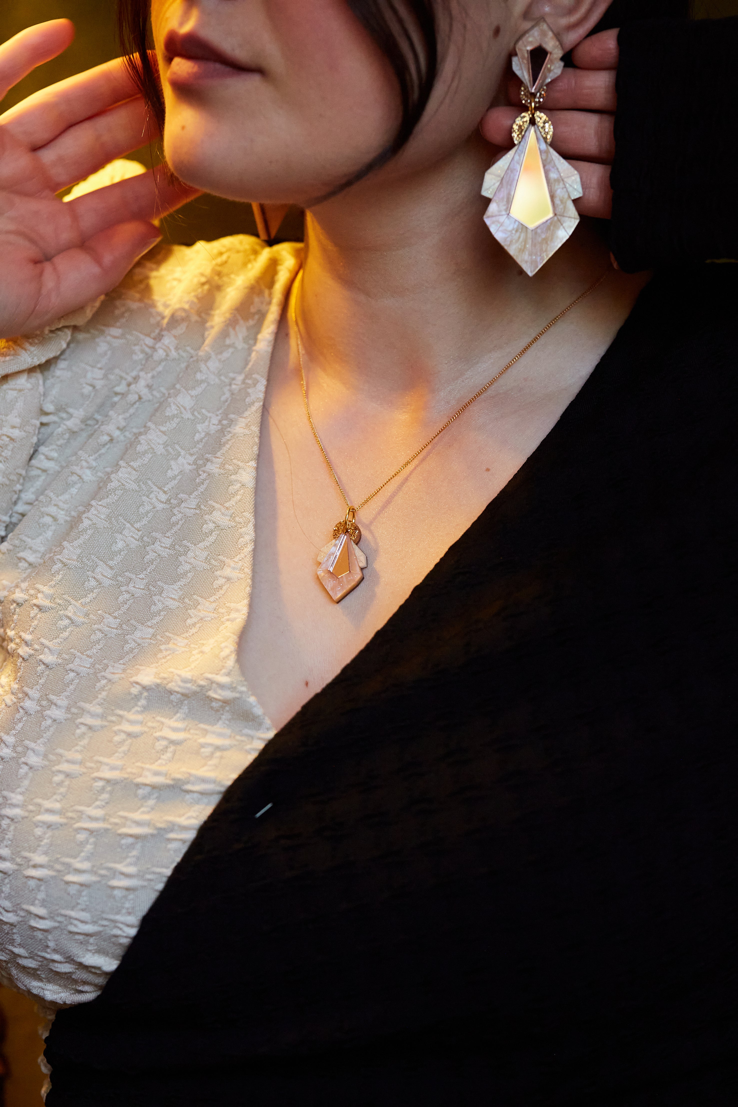 Geo Shard Statement Earrings ROSE GOLD