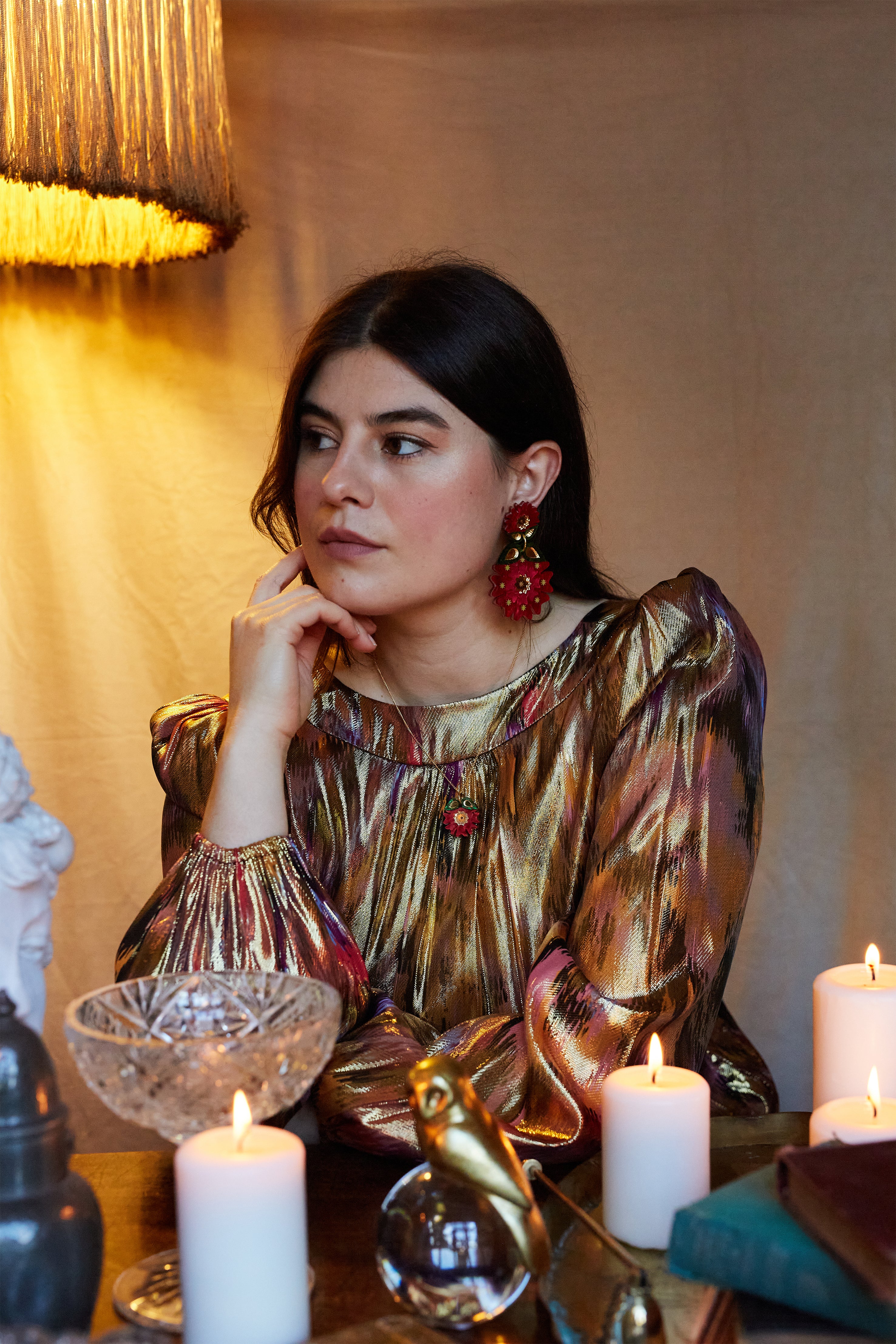 Folk Poinsettia Statement Earrings