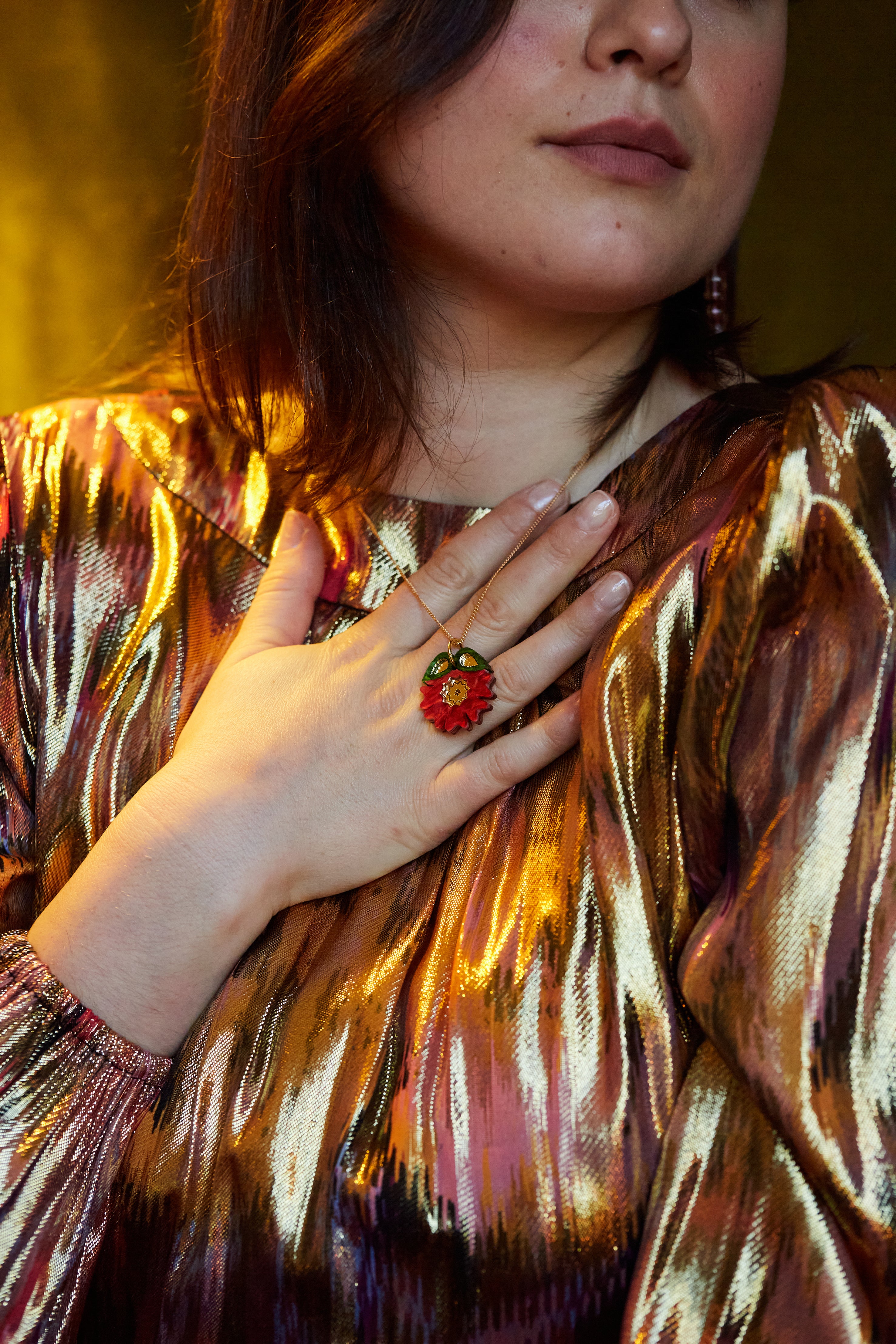 Folk Poinsettia Mini Necklace