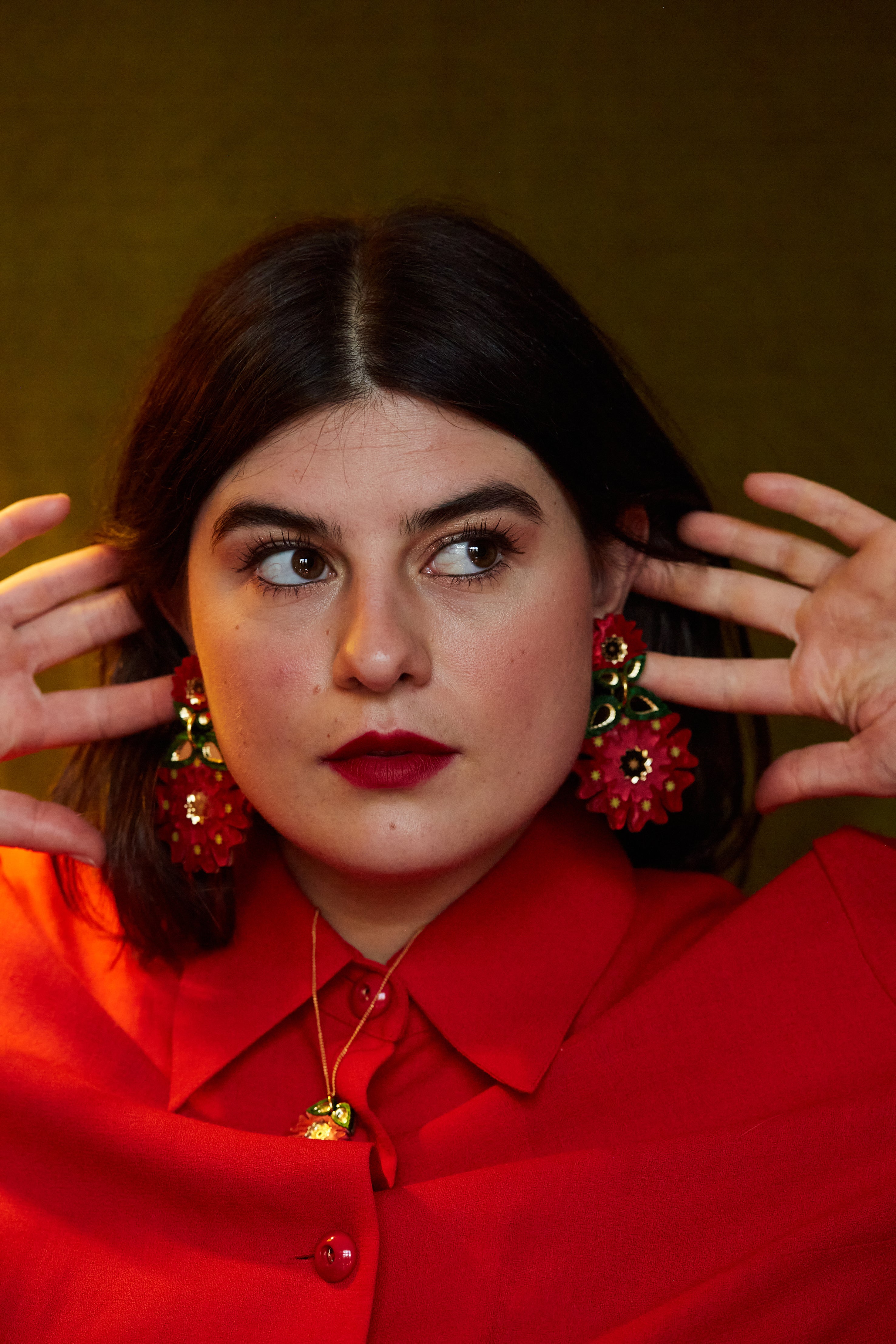 Folk Poinsettia Statement Earrings