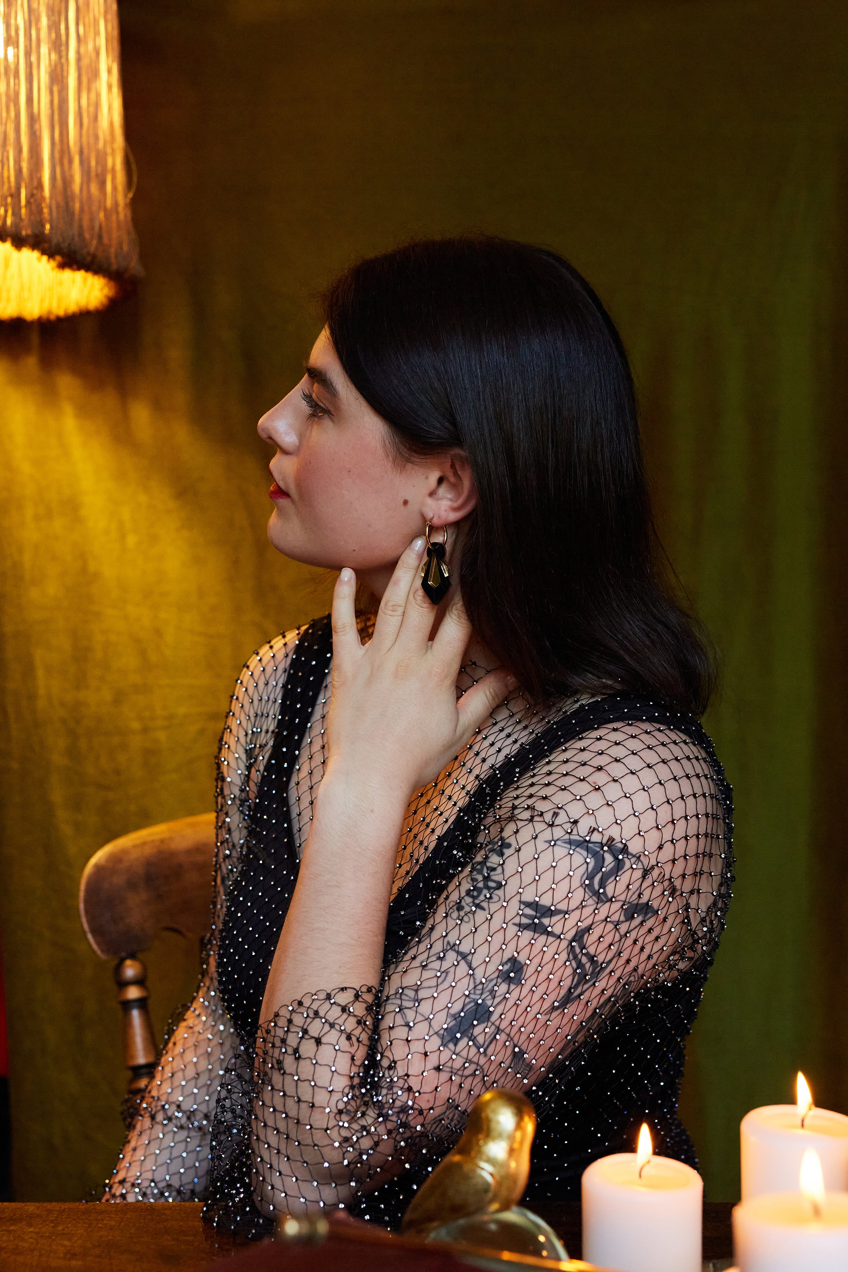 Geo Shard Hoop Earrings GOLD/BLACK