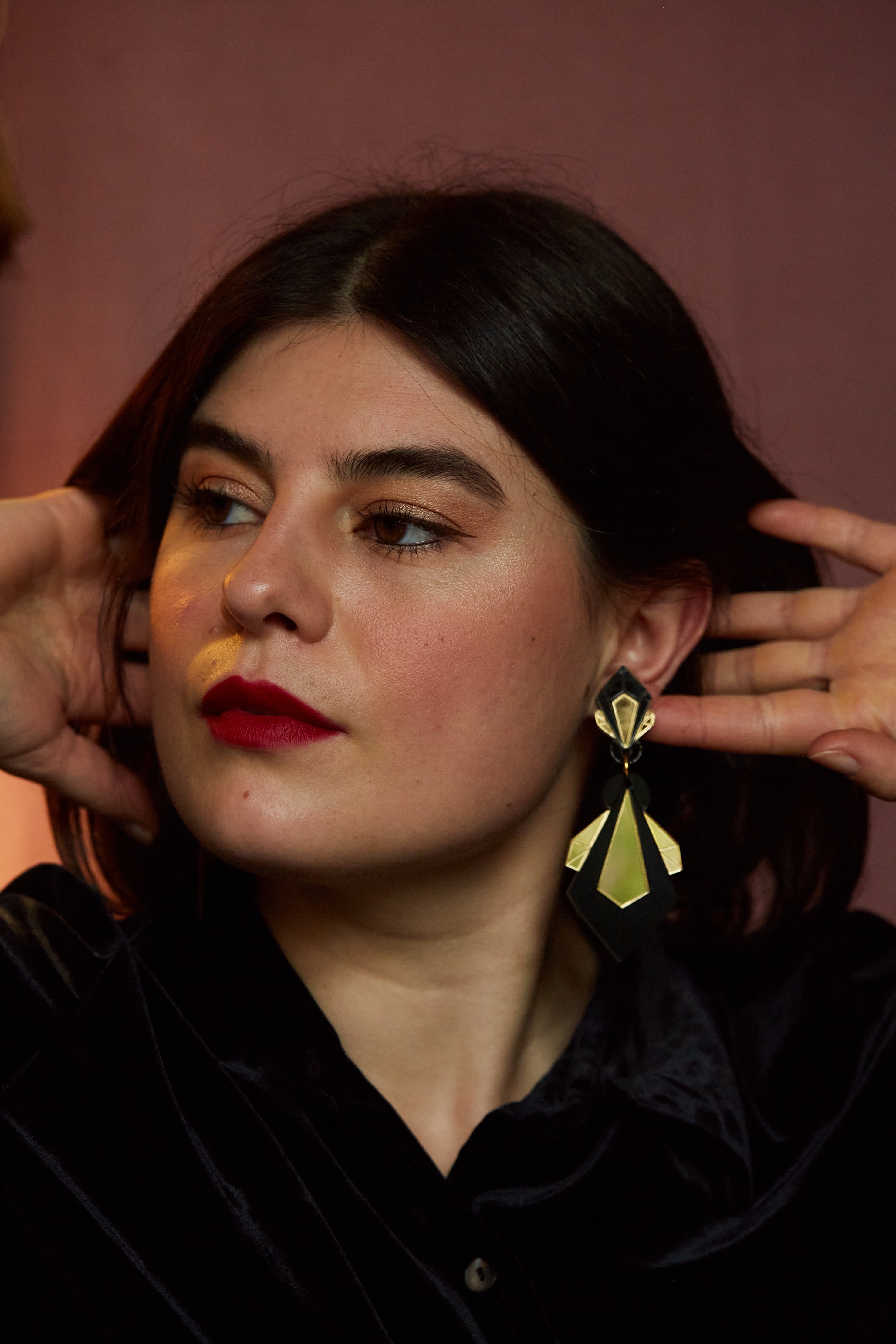 Geo Shard Statement Earrings GOLD/BLACK