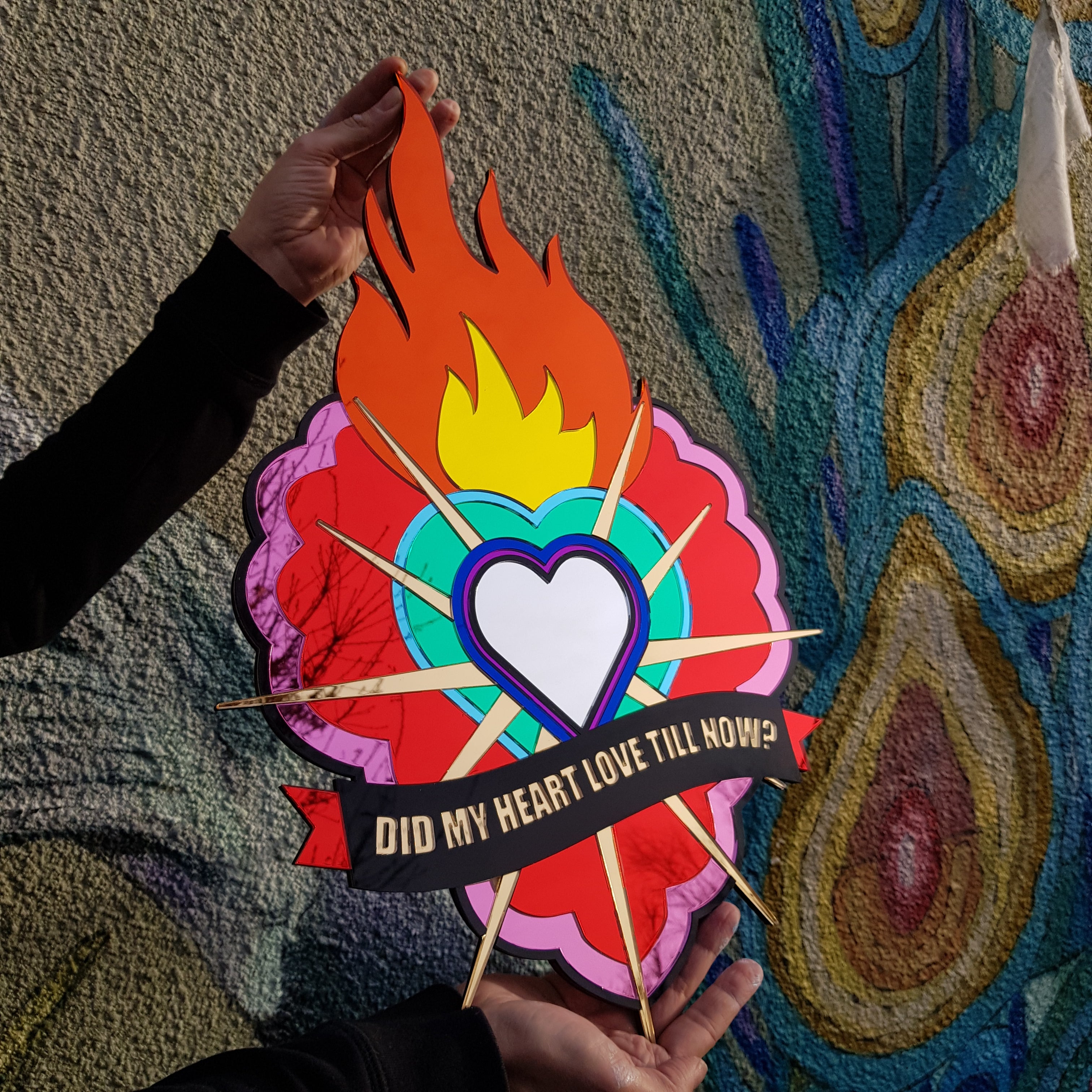 Flaming Heart Laser Cut Sign