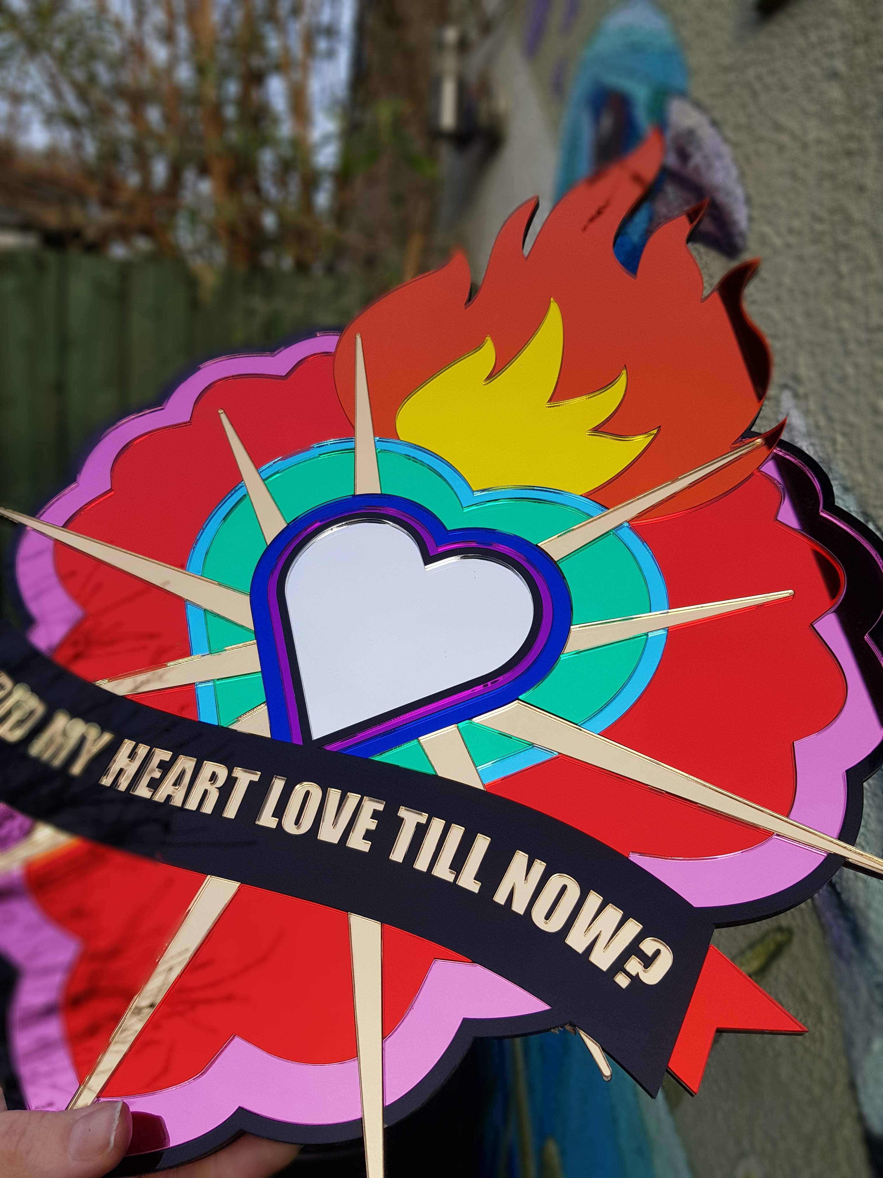 Flaming Heart Laser Cut Sign