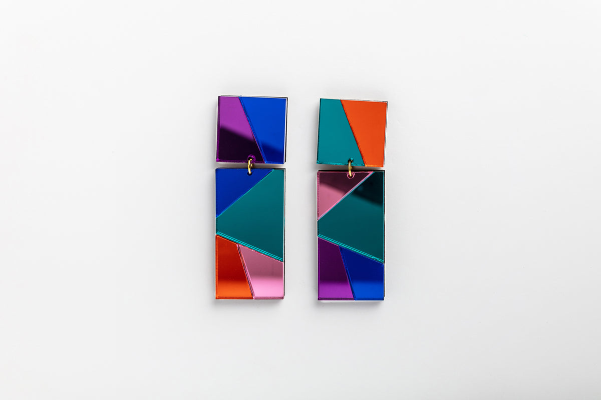 Laser cut perspex geo earring fizzgoespop