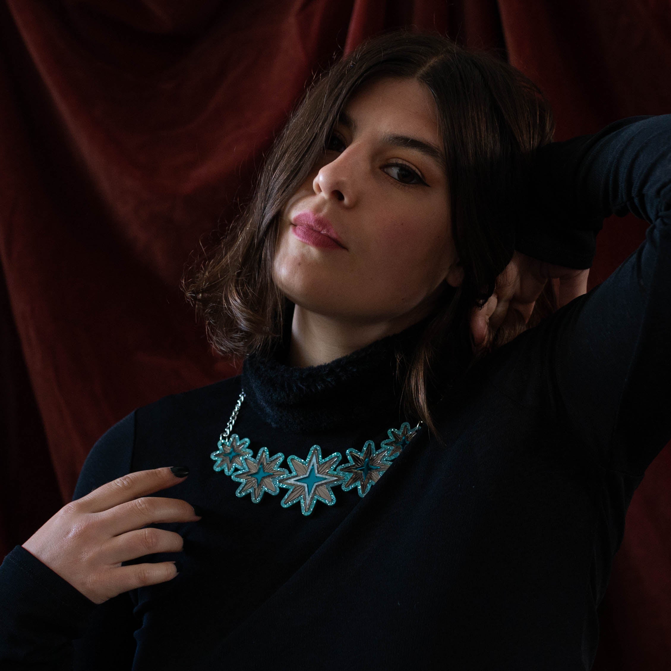 Collier déclaration multi-étoiles, vert