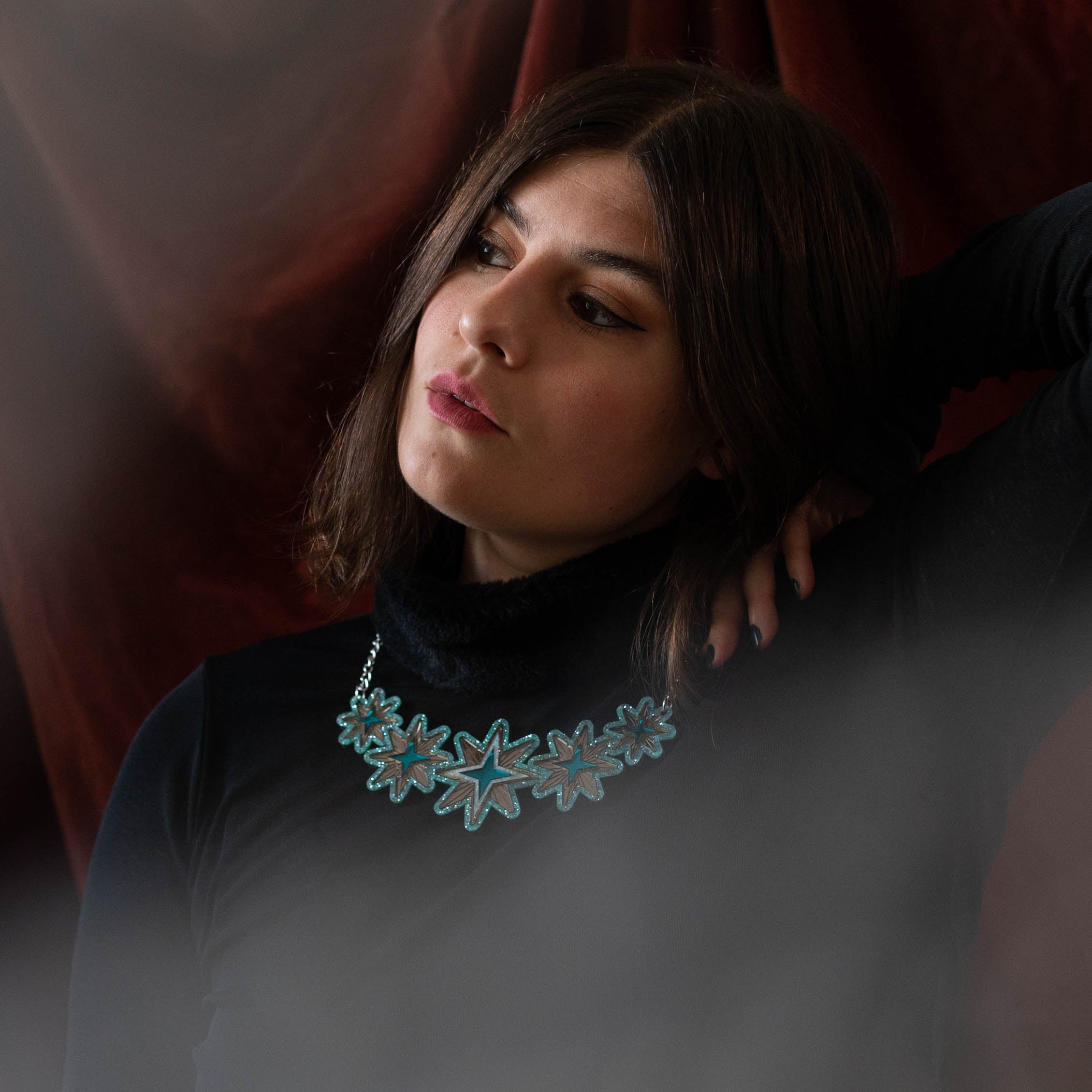 Collier déclaration multi-étoiles, vert