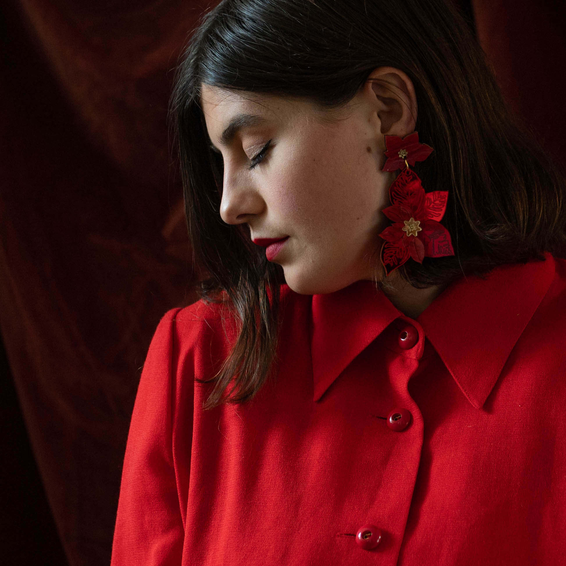 Boucles d'oreilles tendance Poinsettia