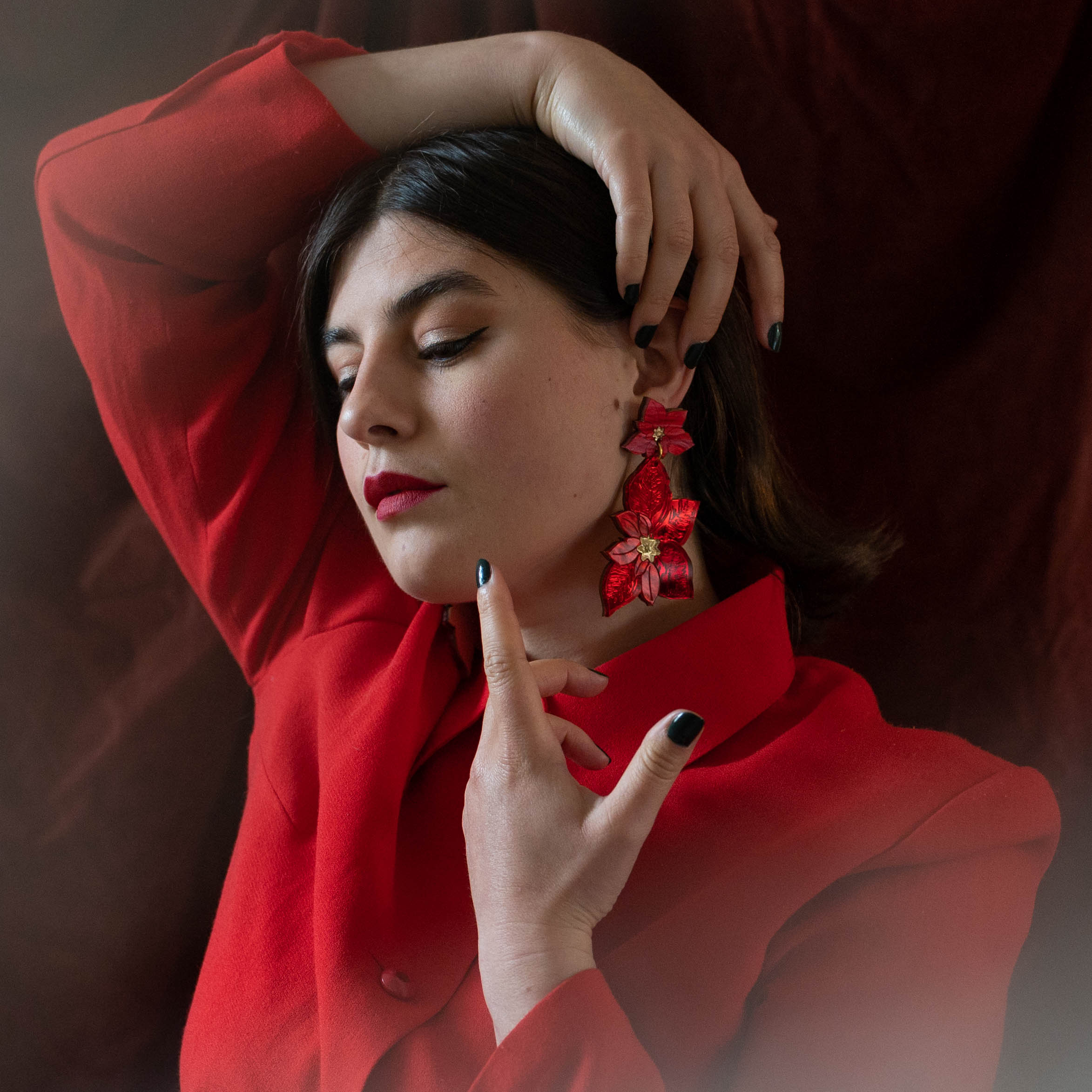 Boucles d'oreilles tendance Poinsettia
