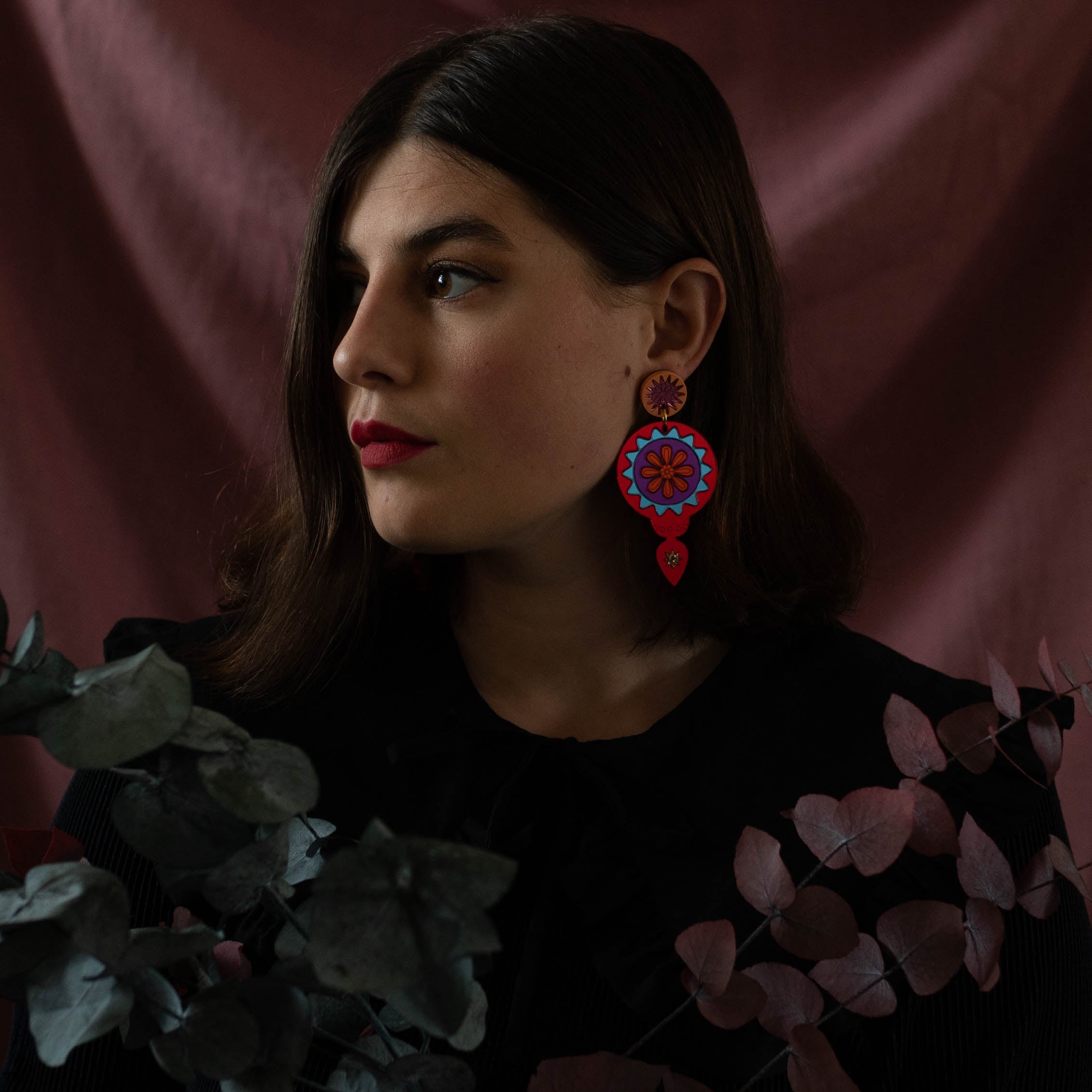 Boucles d'oreilles boules Kitsch, rouge
