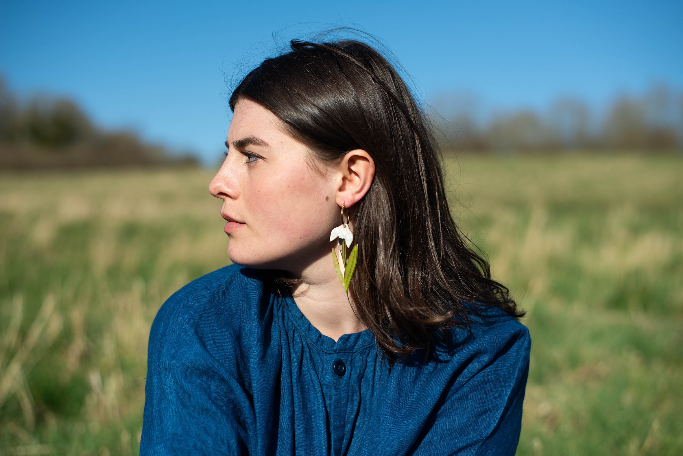 Snow Drop Hoop Earrings