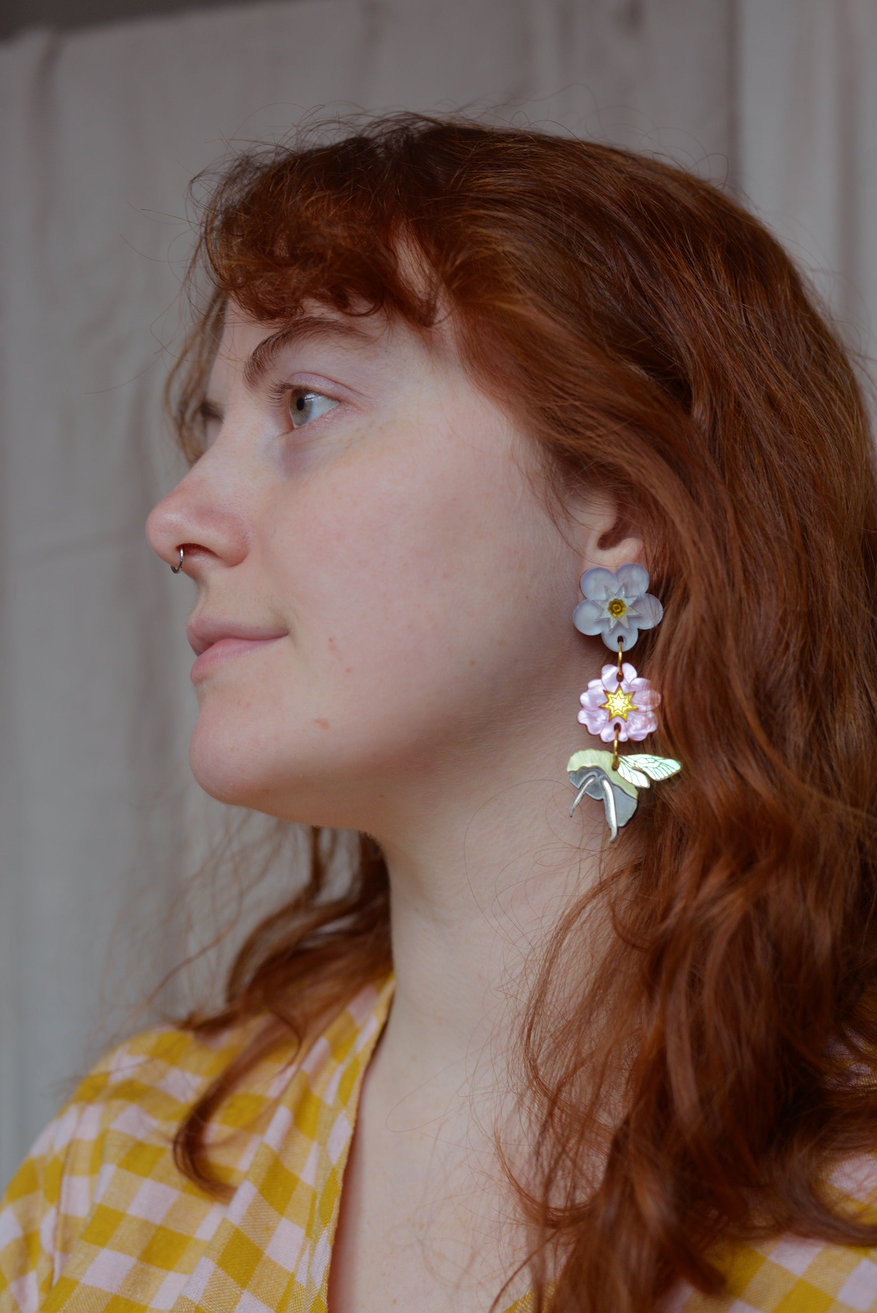Boucles d'oreilles triples pendantes bouquet de printemps