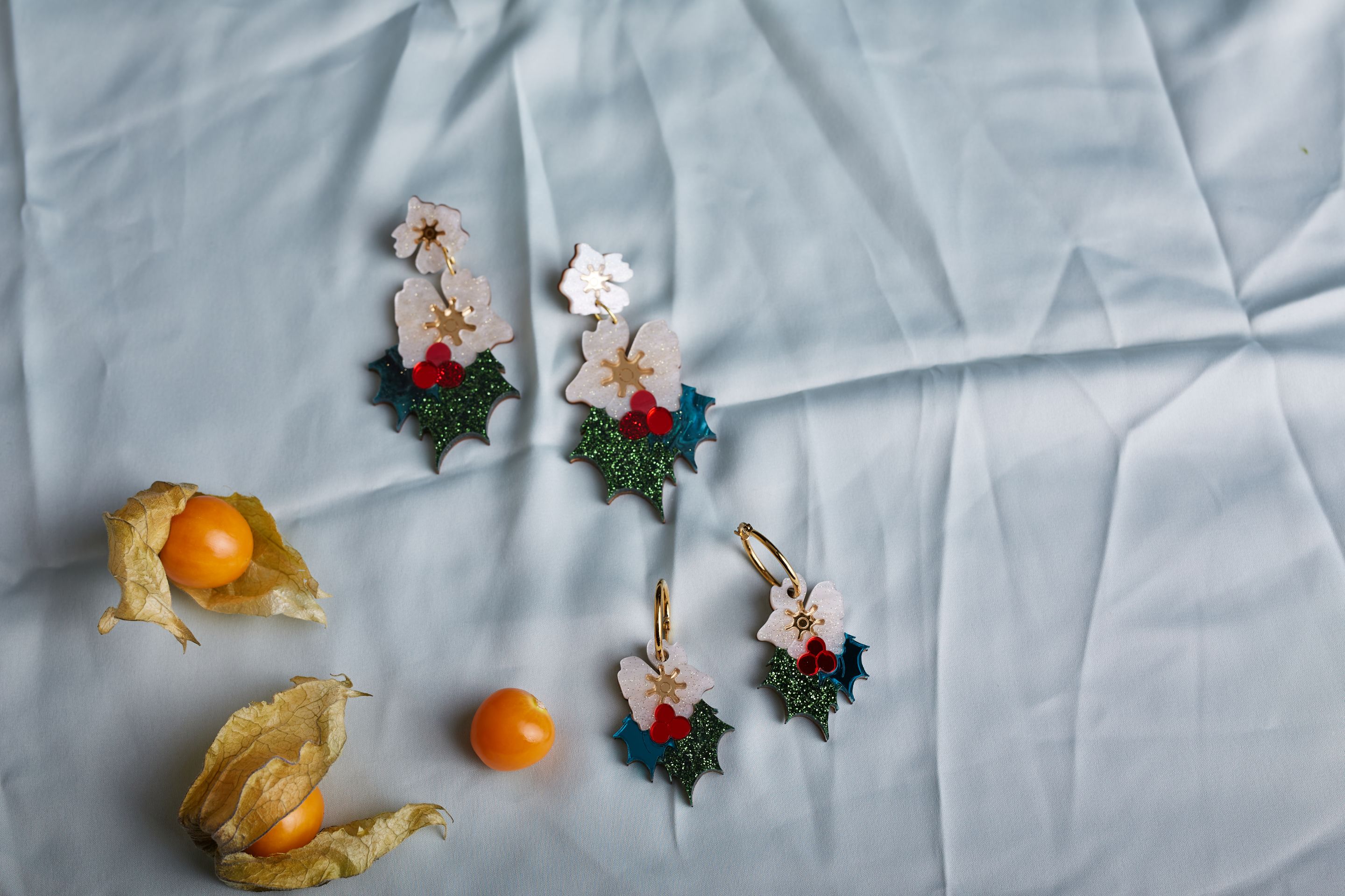 Boucles d'oreilles houx