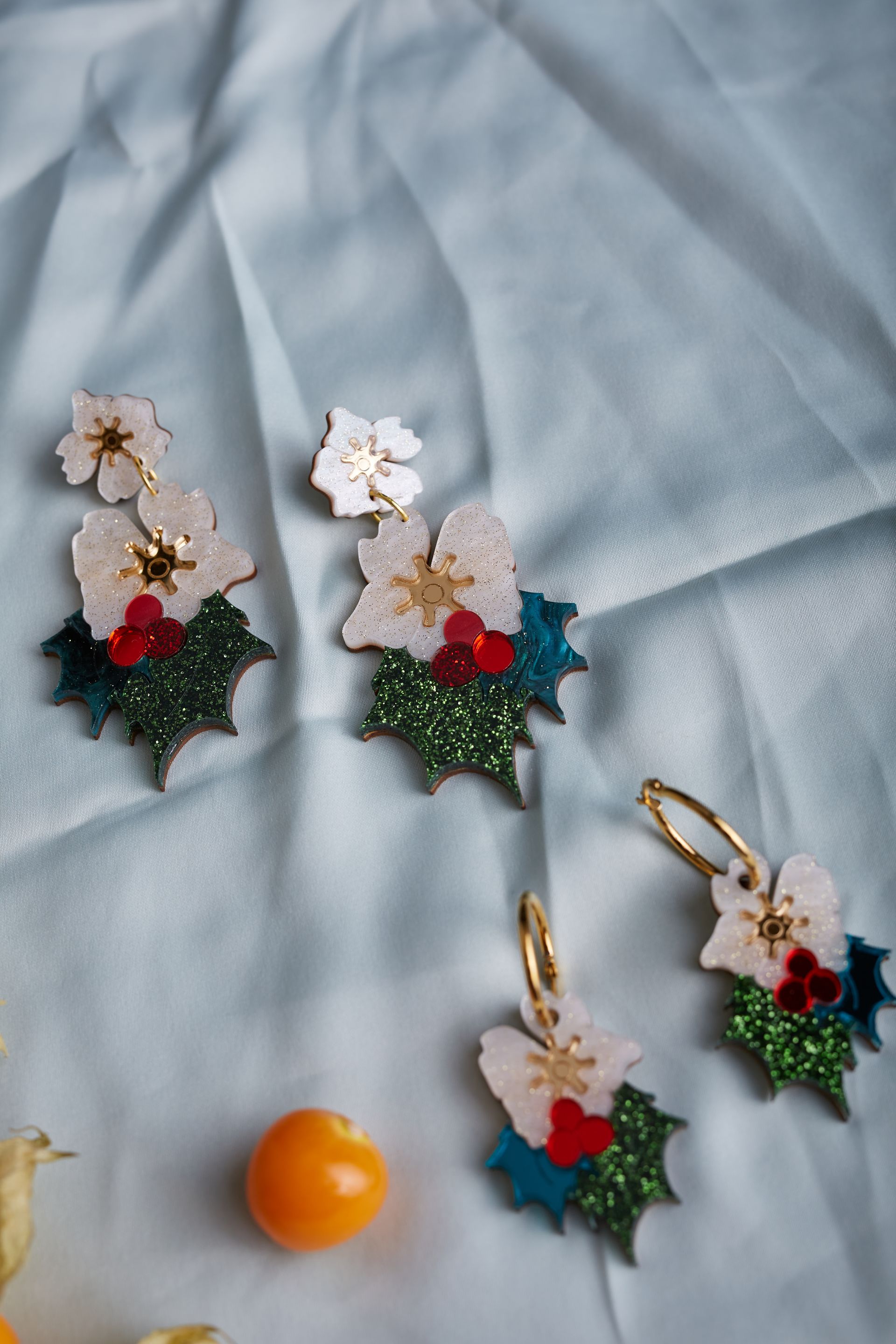 Boucles d'oreilles houx