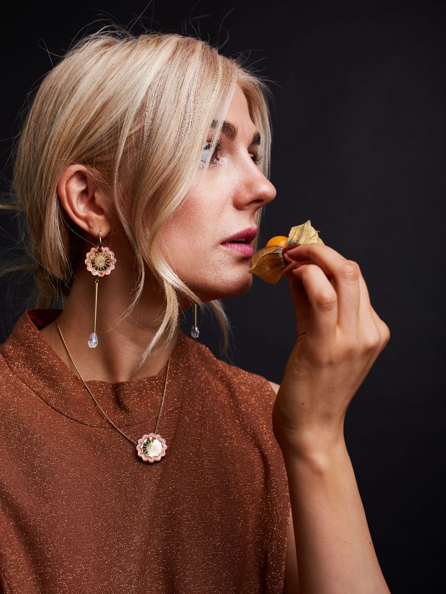 Mini boucles d'oreilles créoles en laiton - Pêche