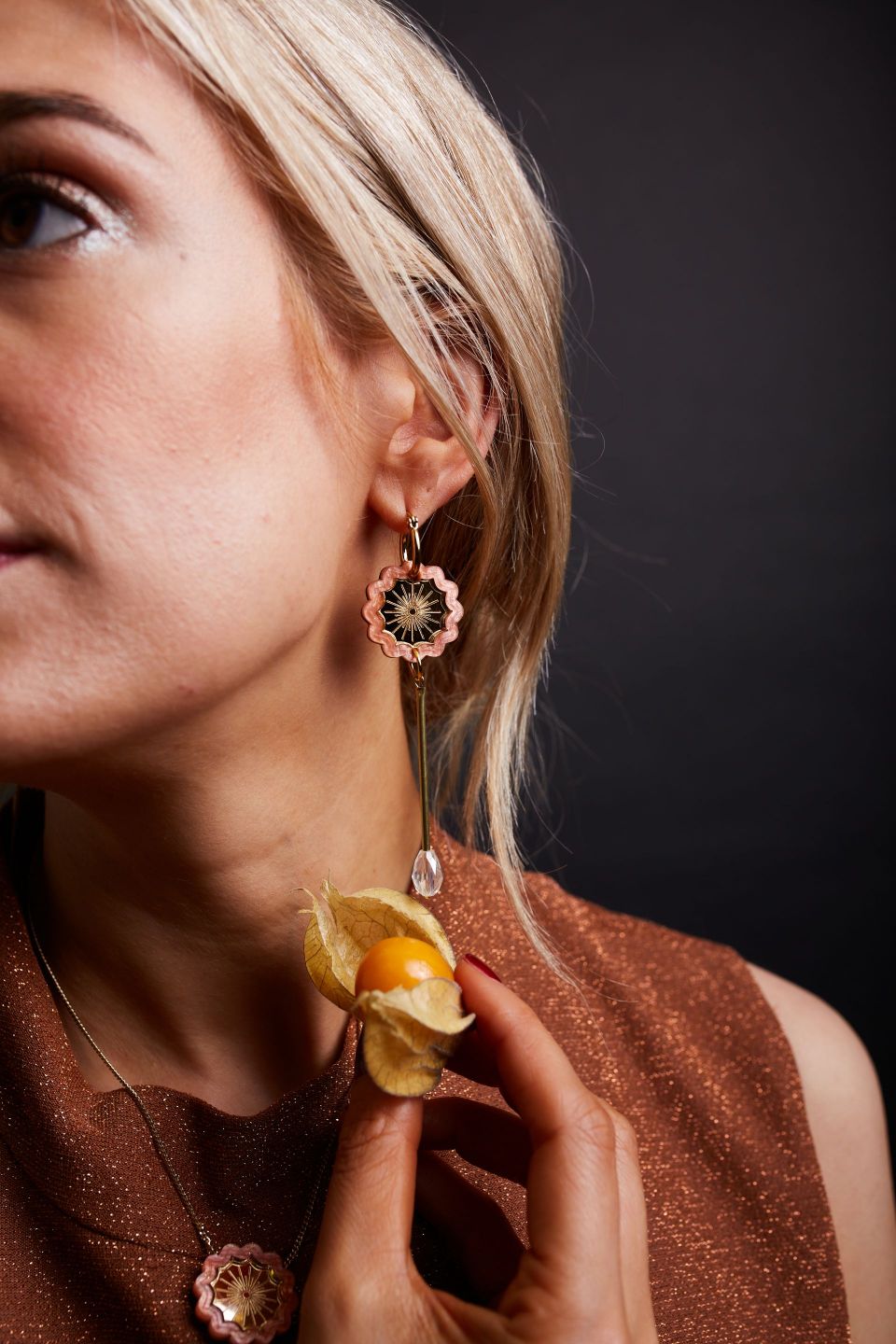 Mini boucles d'oreilles créoles en laiton - Pêche