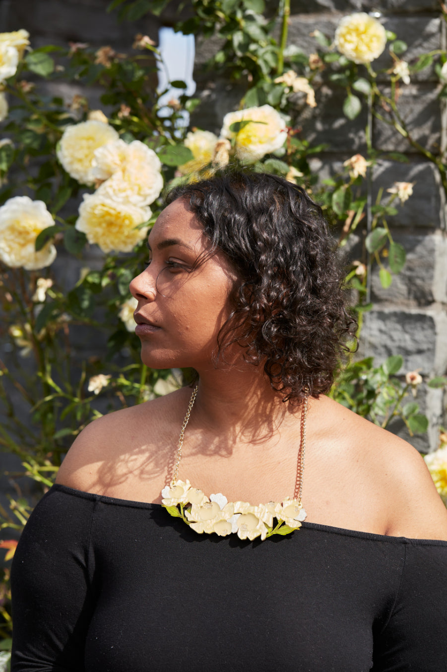 Collier déclaration pivoine, jaune