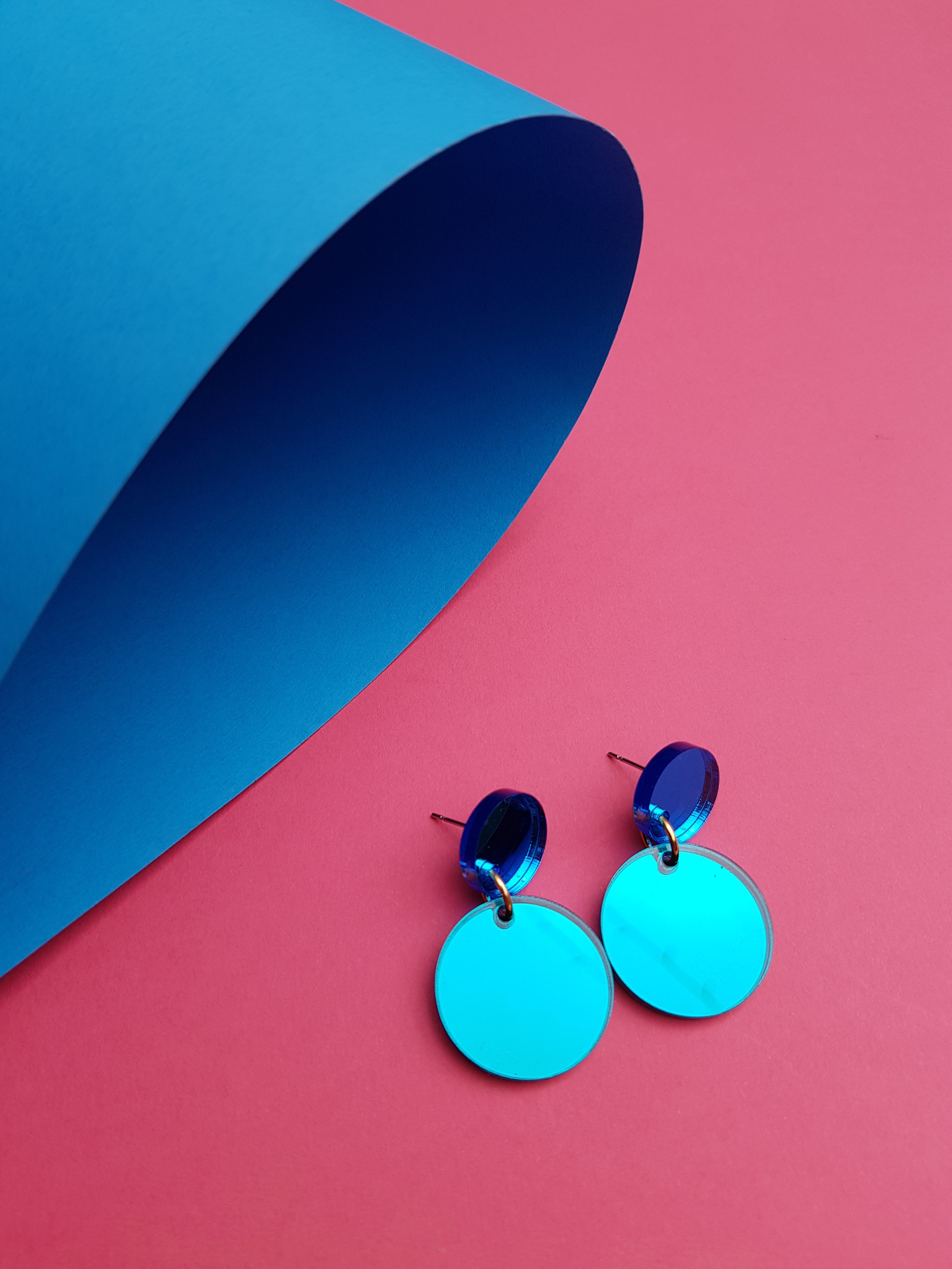 Round Drop Stud Earrings