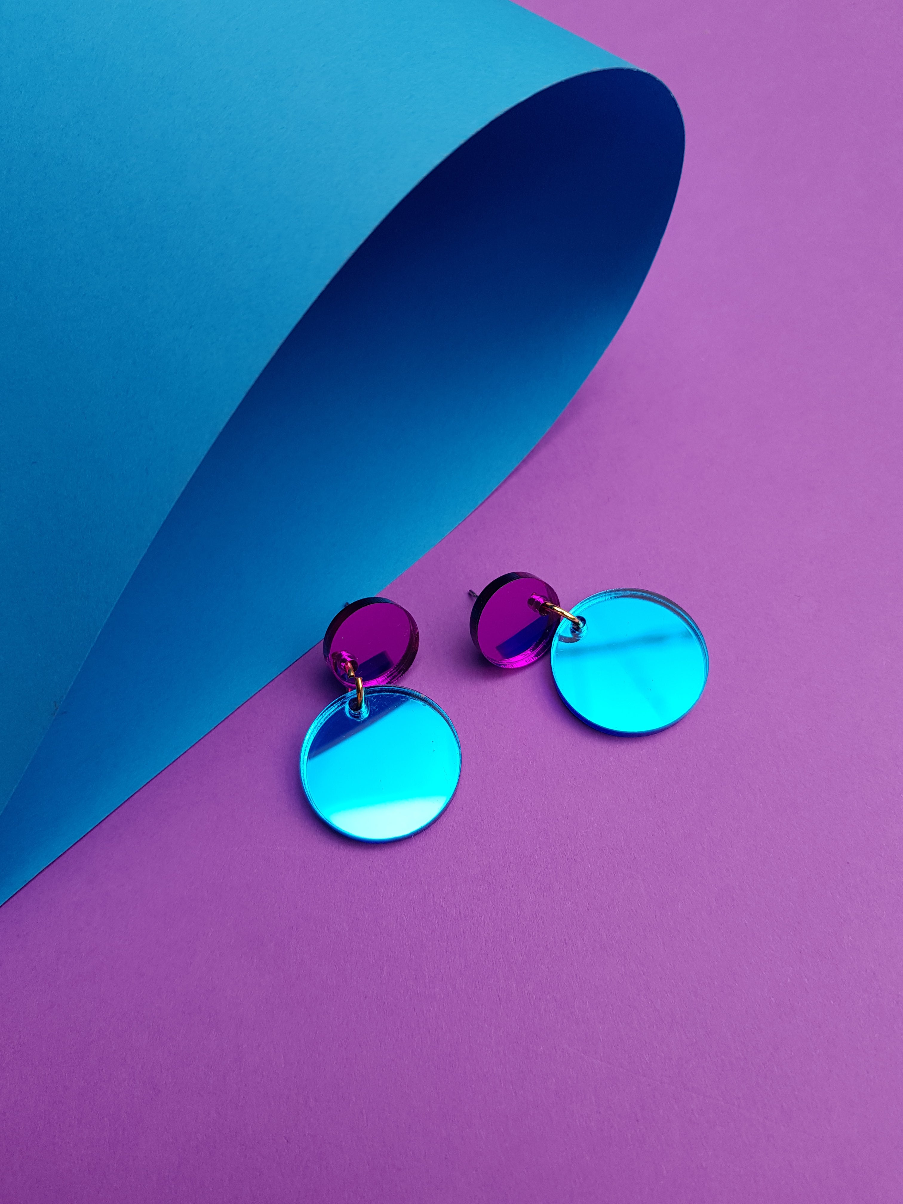 Round Drop Stud Earrings