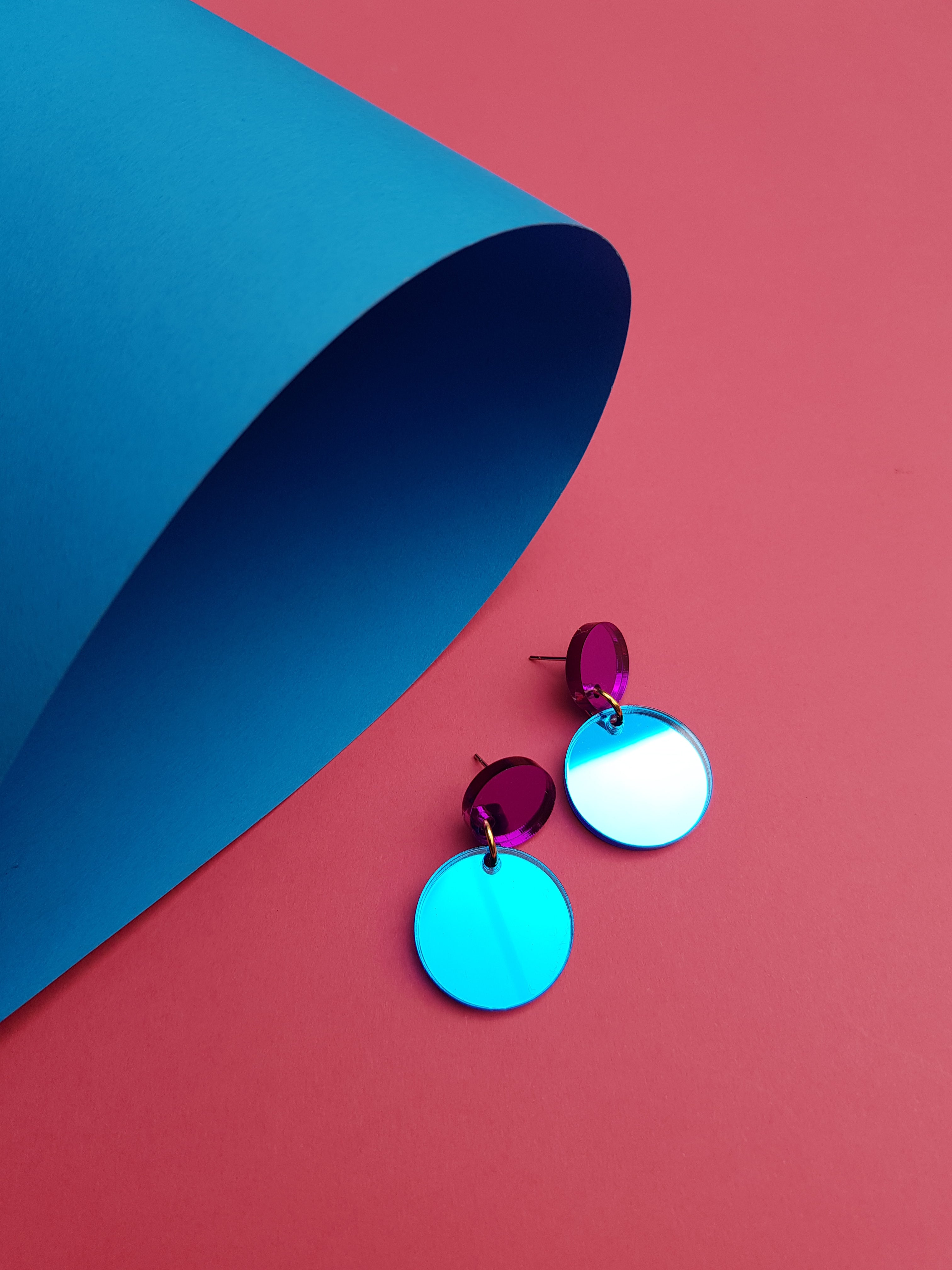 Round Drop Stud Earrings