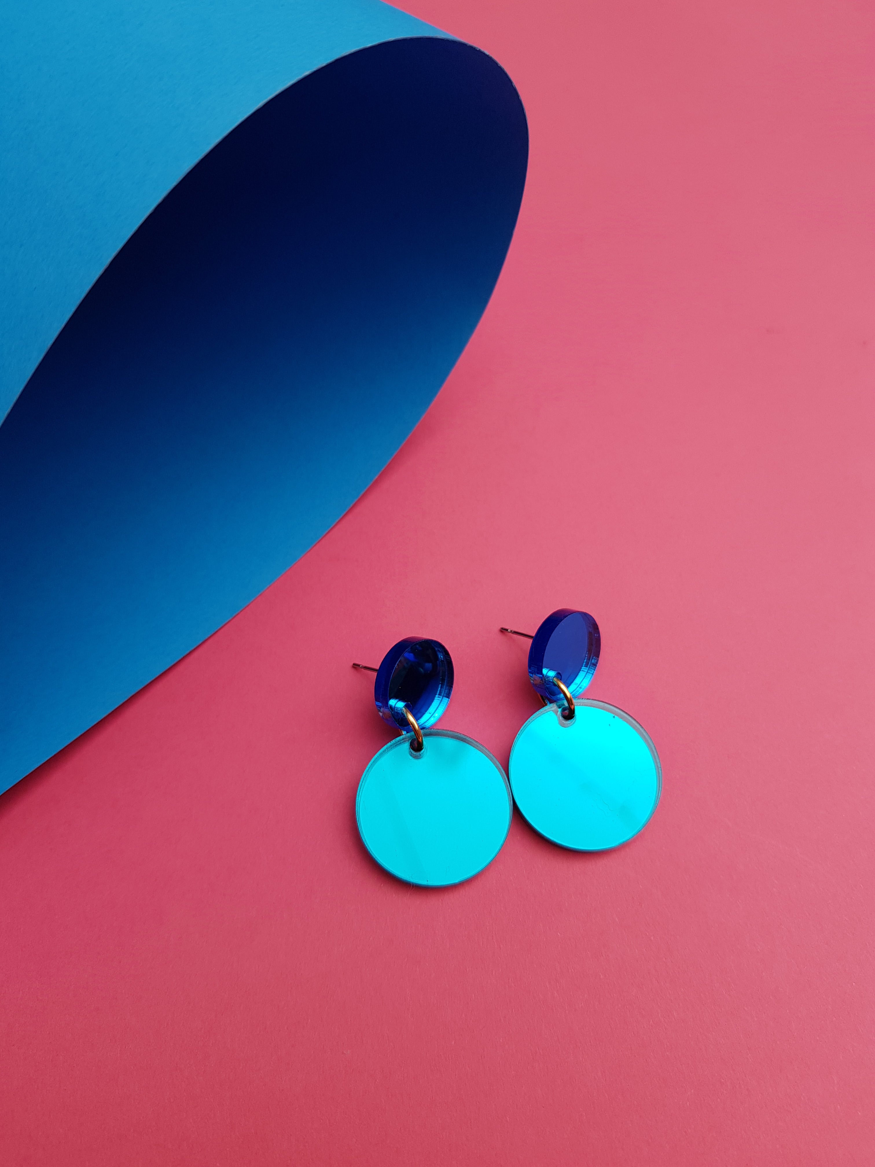 Round Drop Stud Earrings