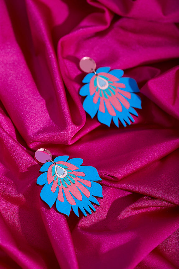 Light blue hand painted earrings