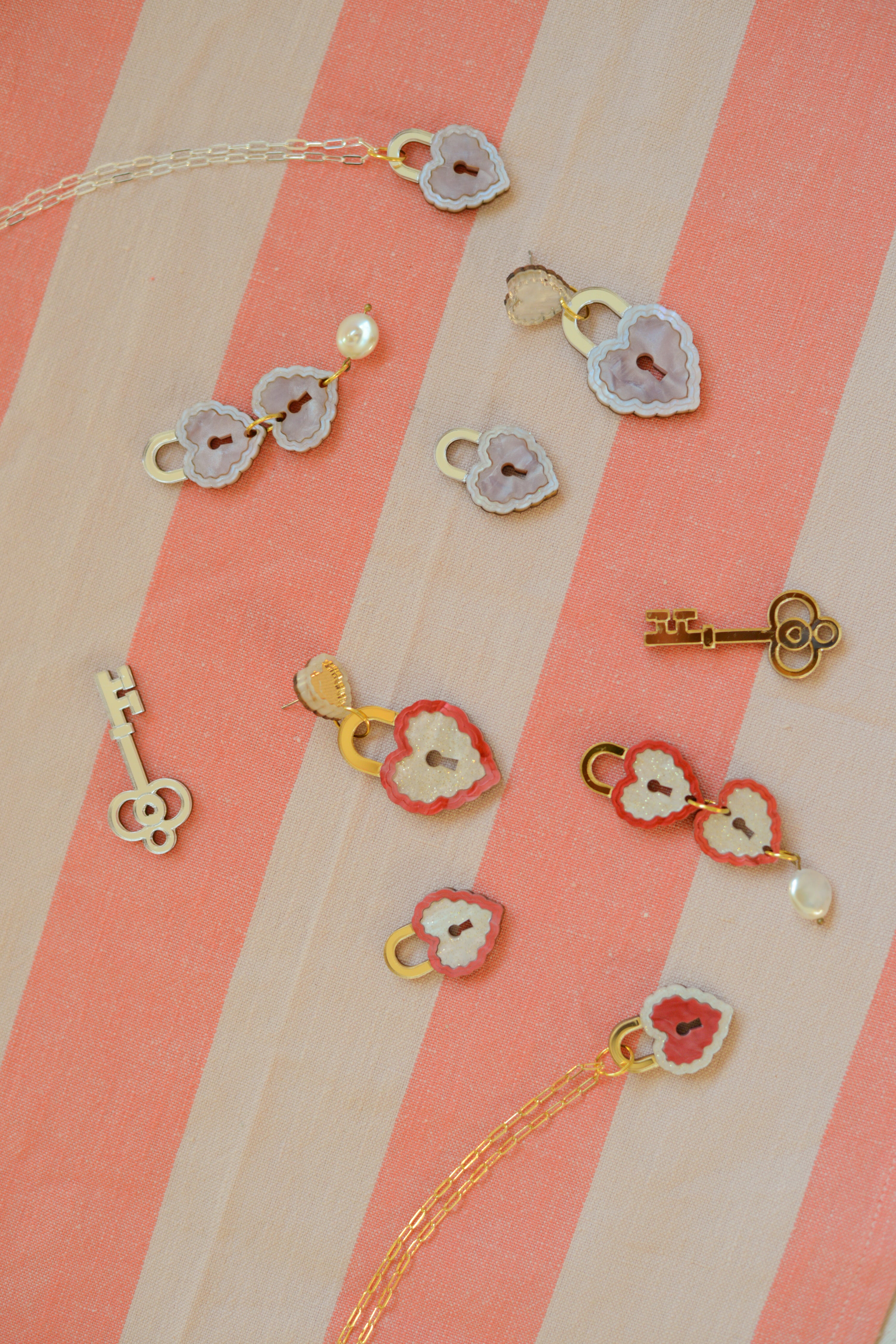 Locket Statement Earrings RED