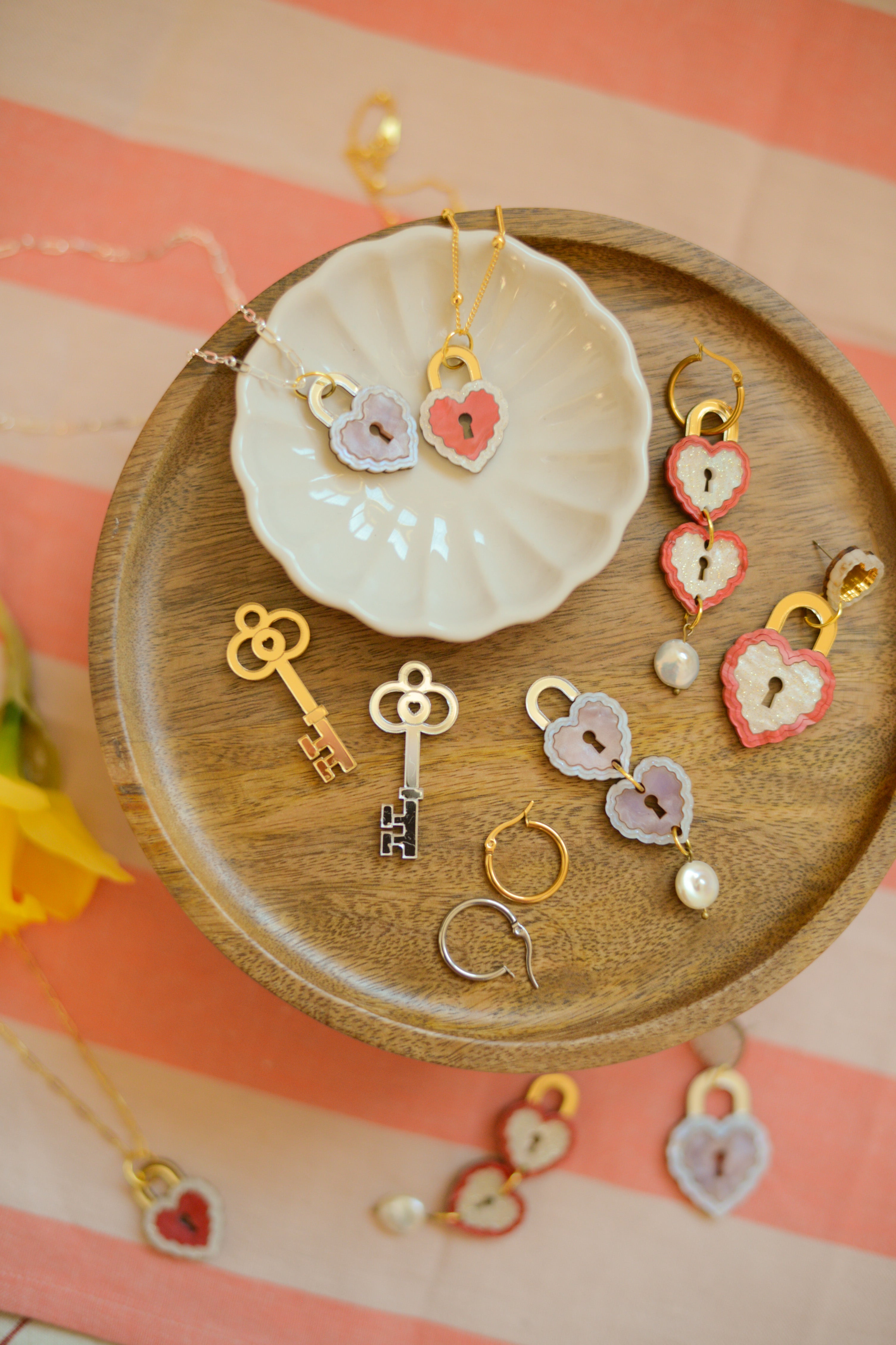 Locket Statement Earrings RED