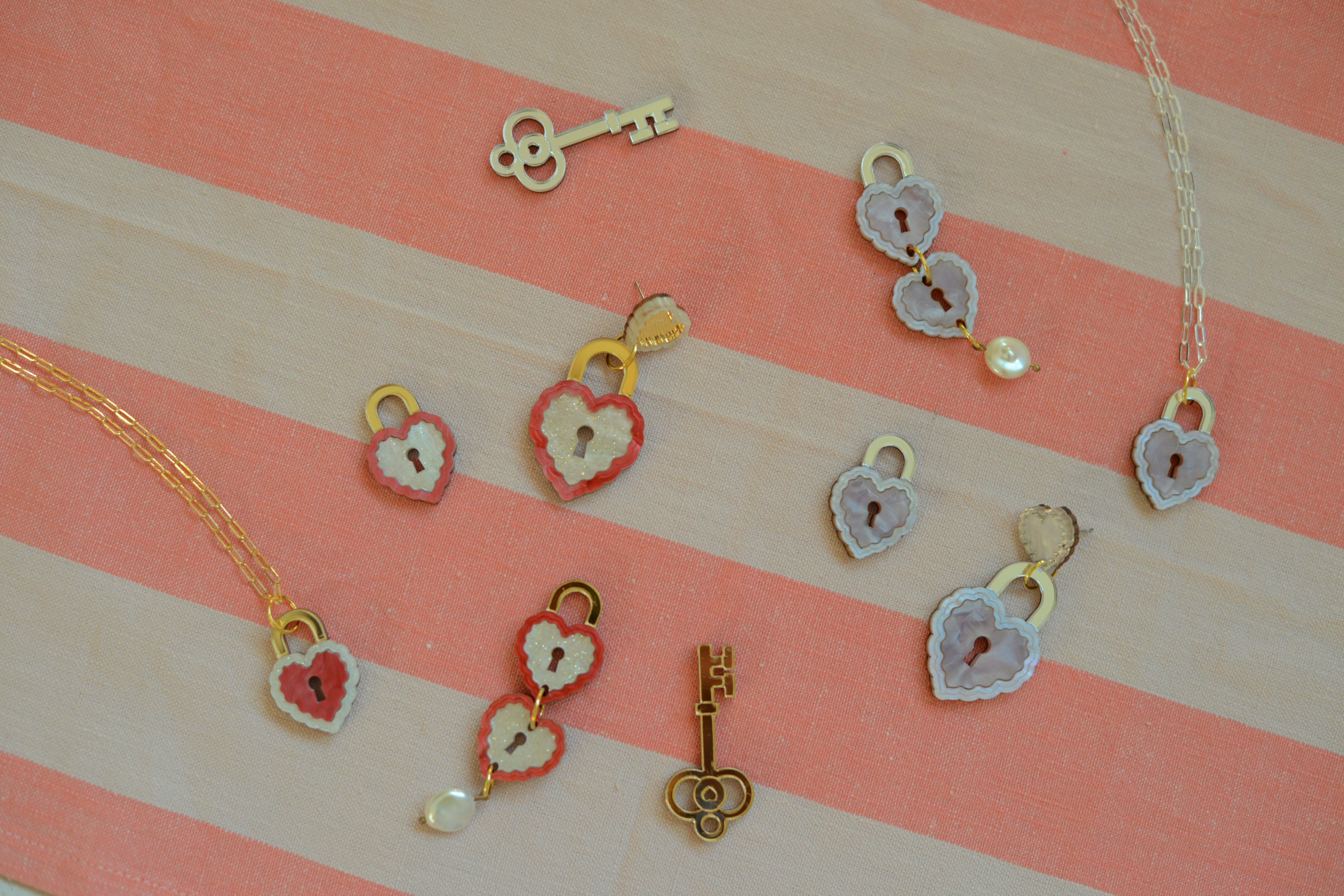 Locket Statement Earrings RED