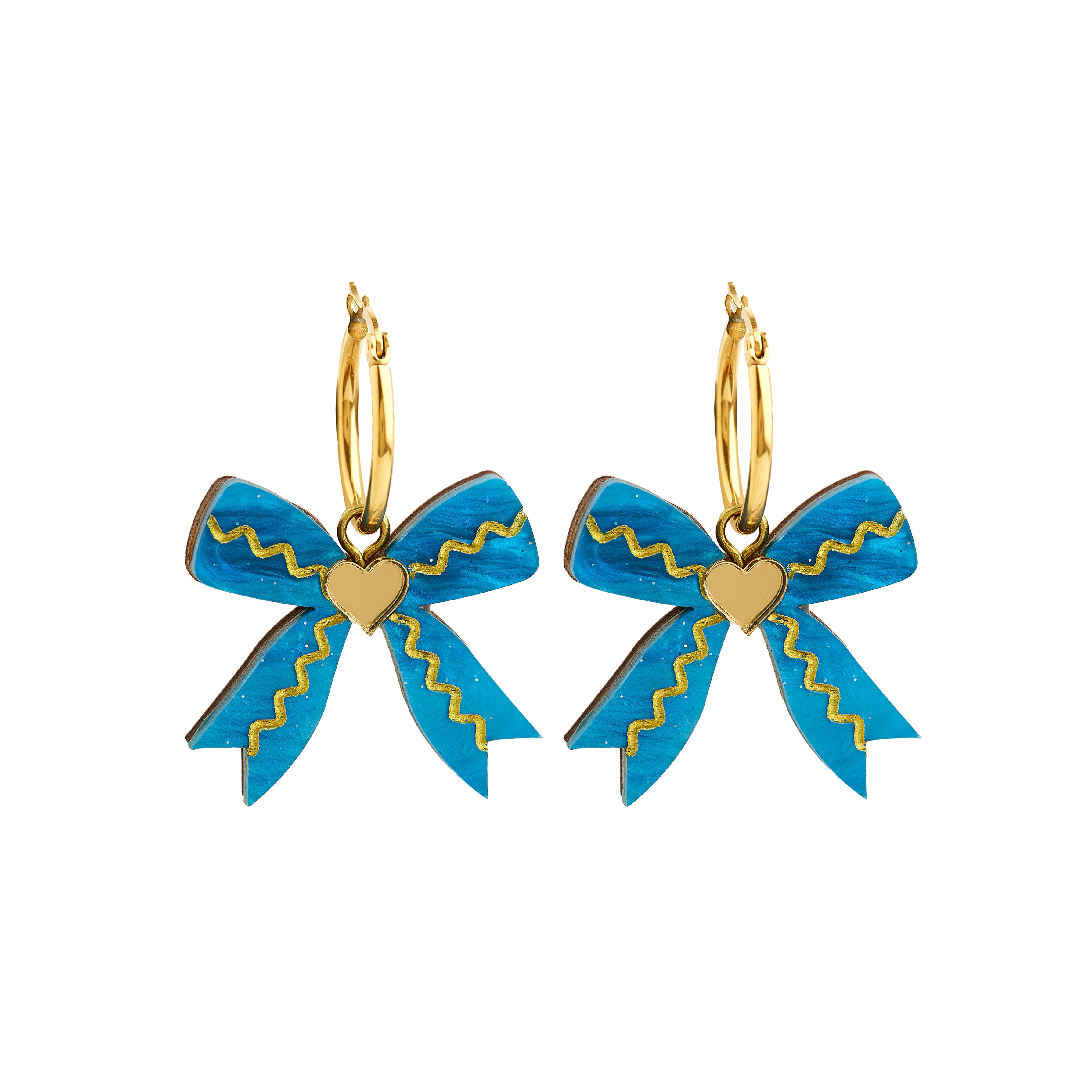 Bow Hoop Earrings - BLUE