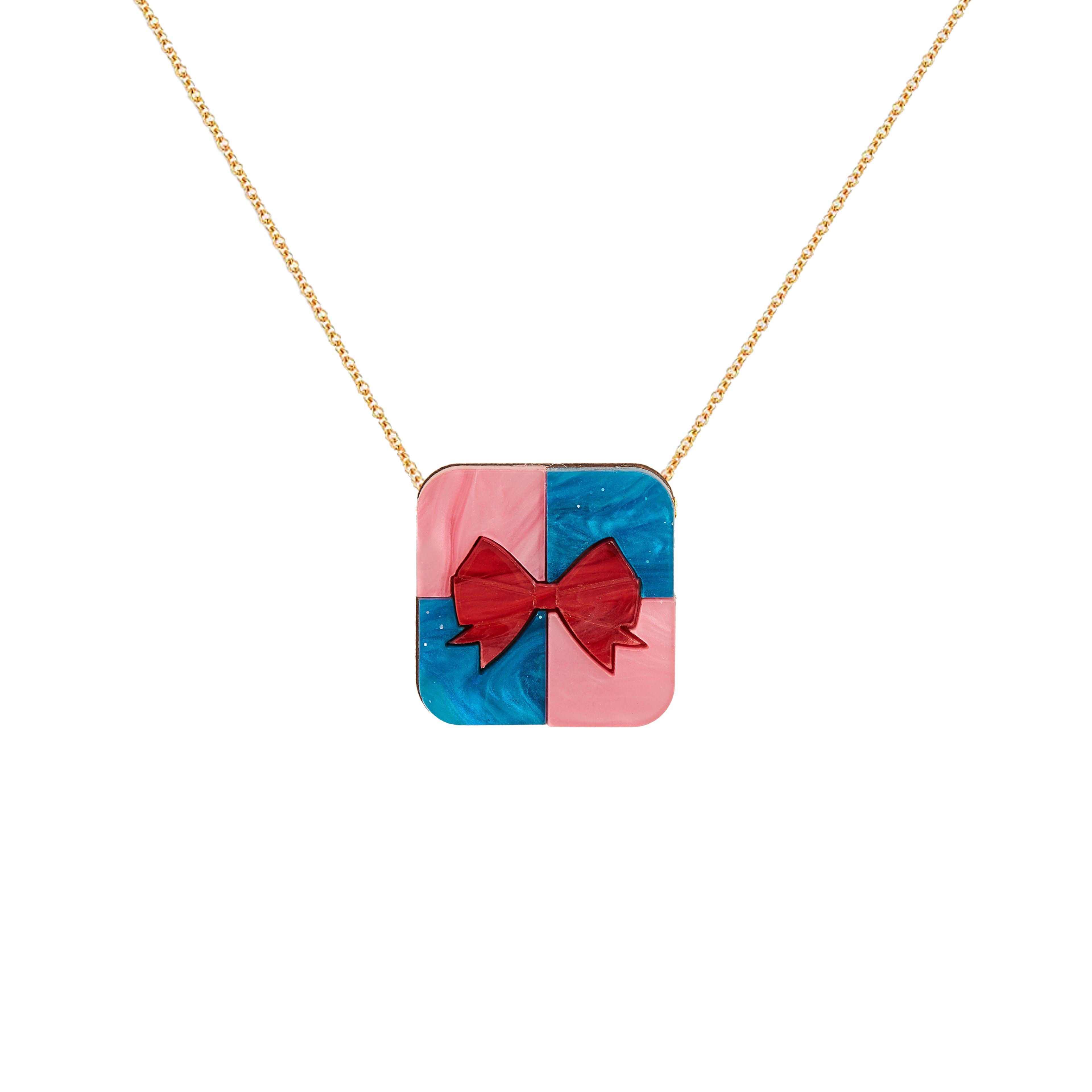 Chequered Pink/Blue Necklace