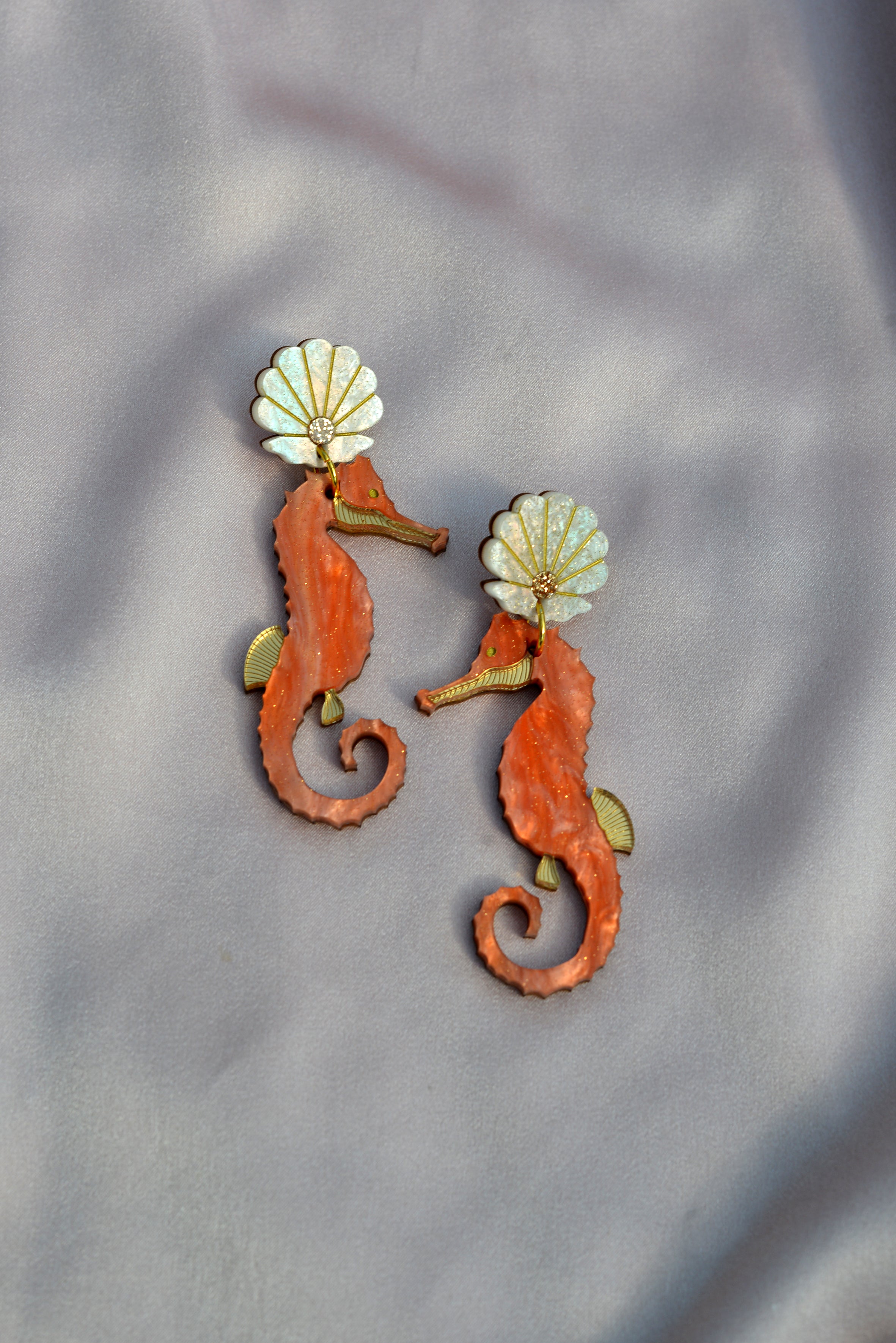 Seahorse Statement Earrings Coral