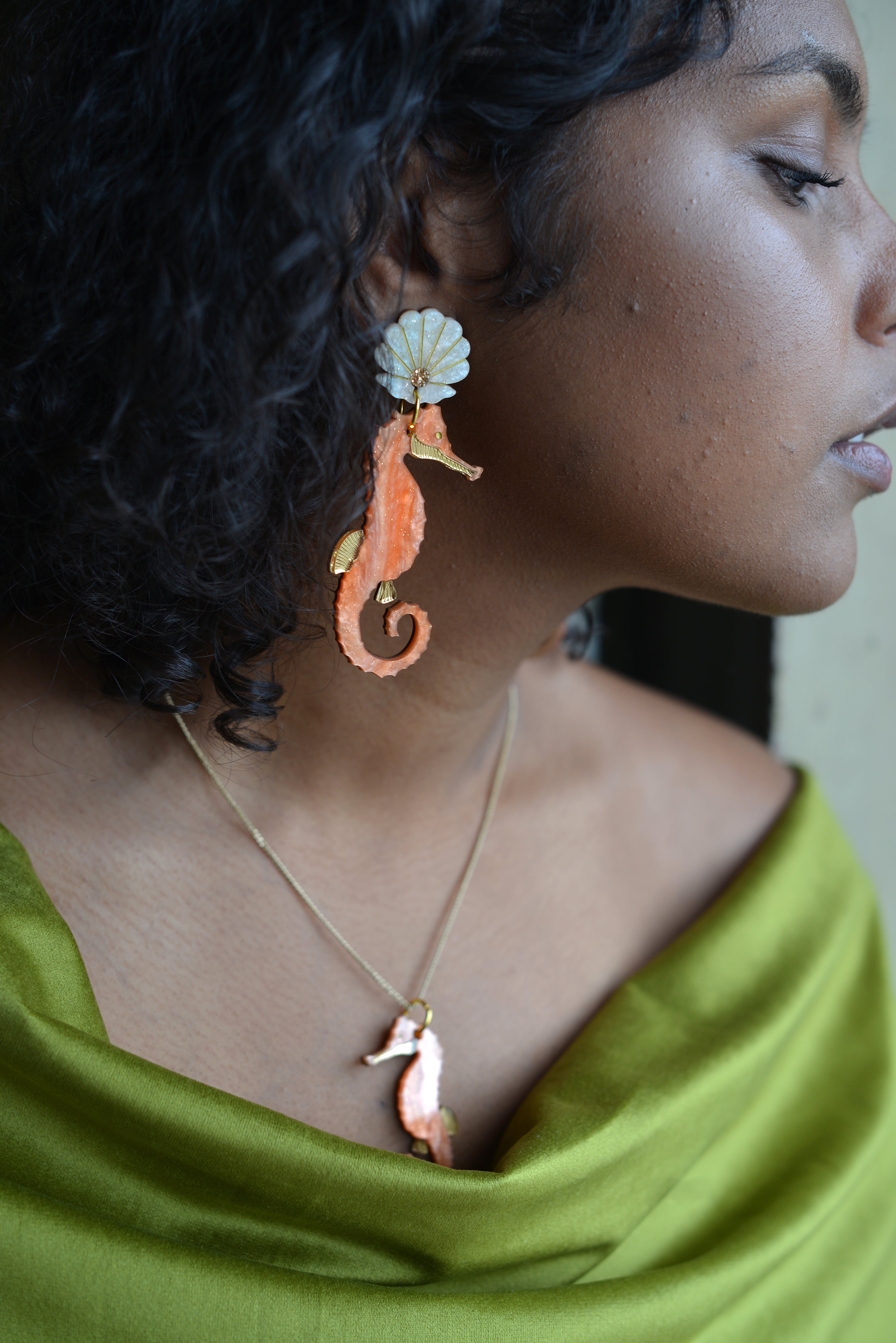 Seahorse Statement Earrings Coral