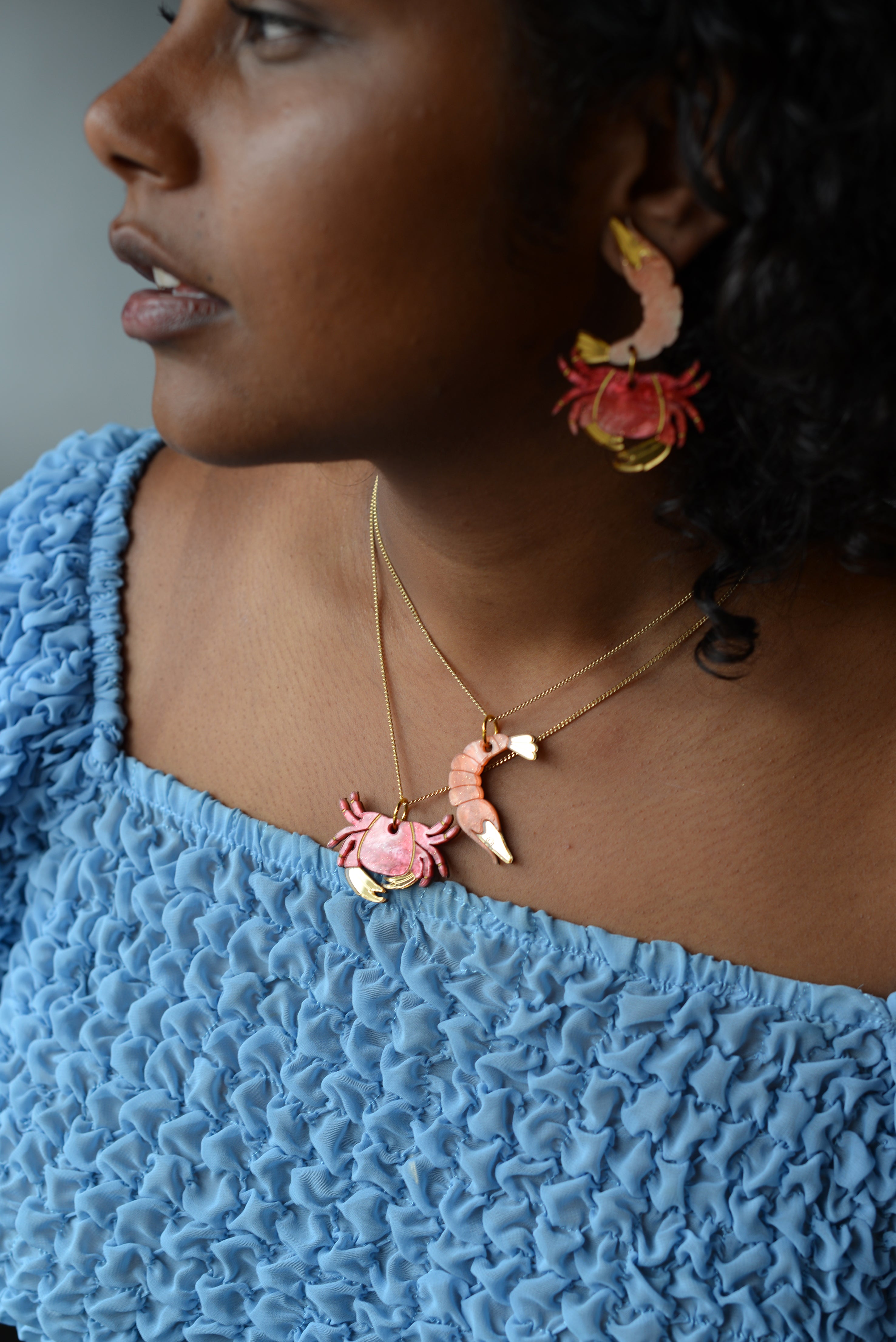 Prawn Necklace Coral