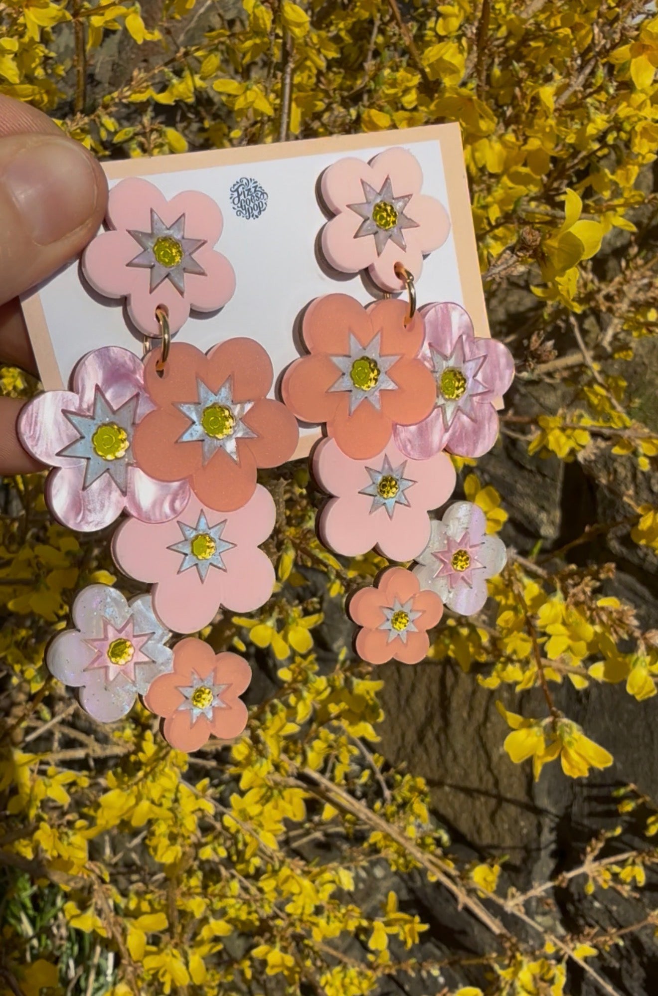 Forget Me Not Pink Statement Earrings