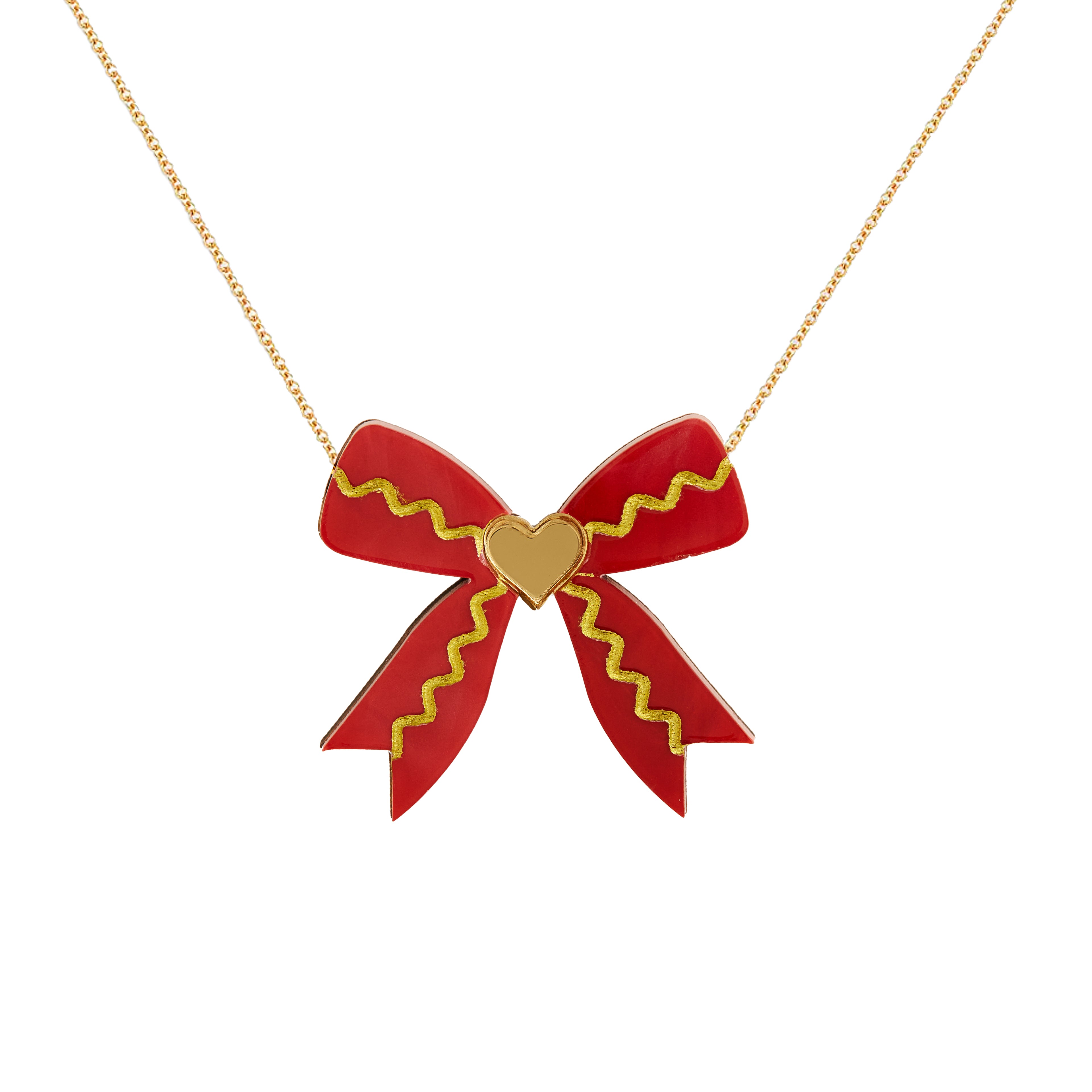 Bow Necklace - RED