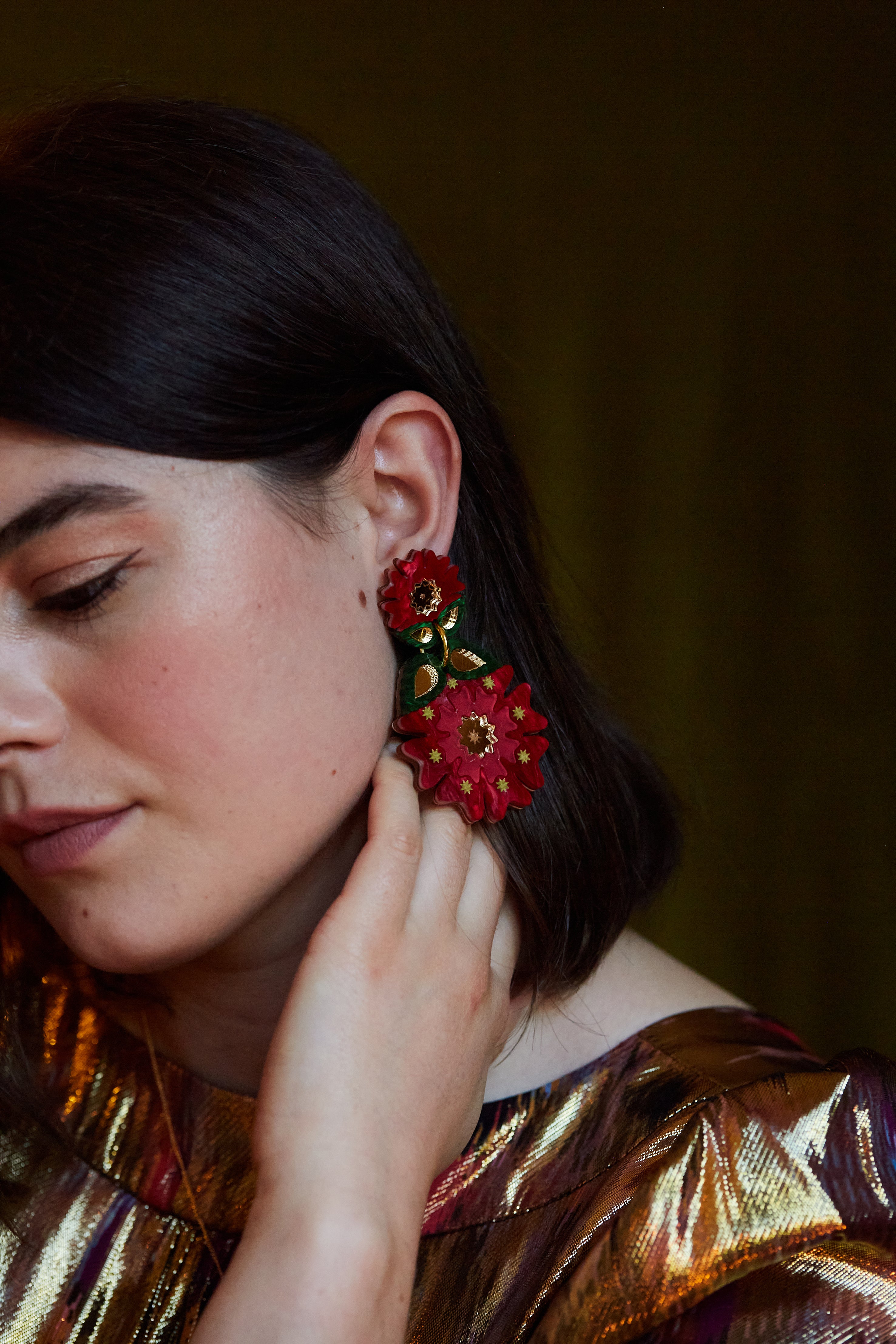 Folk Poinsettia Statement Earrings