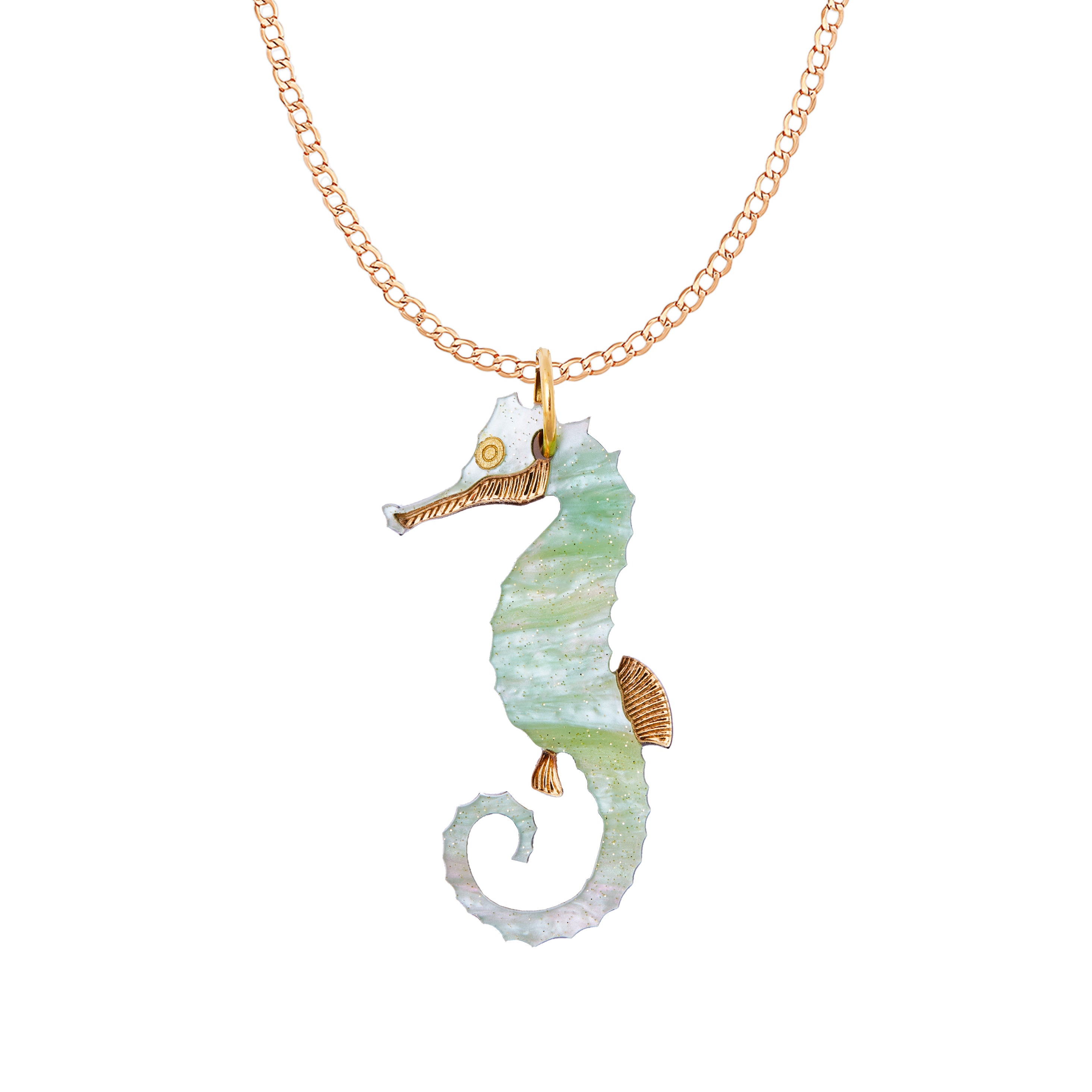 Seahorse Necklace Green