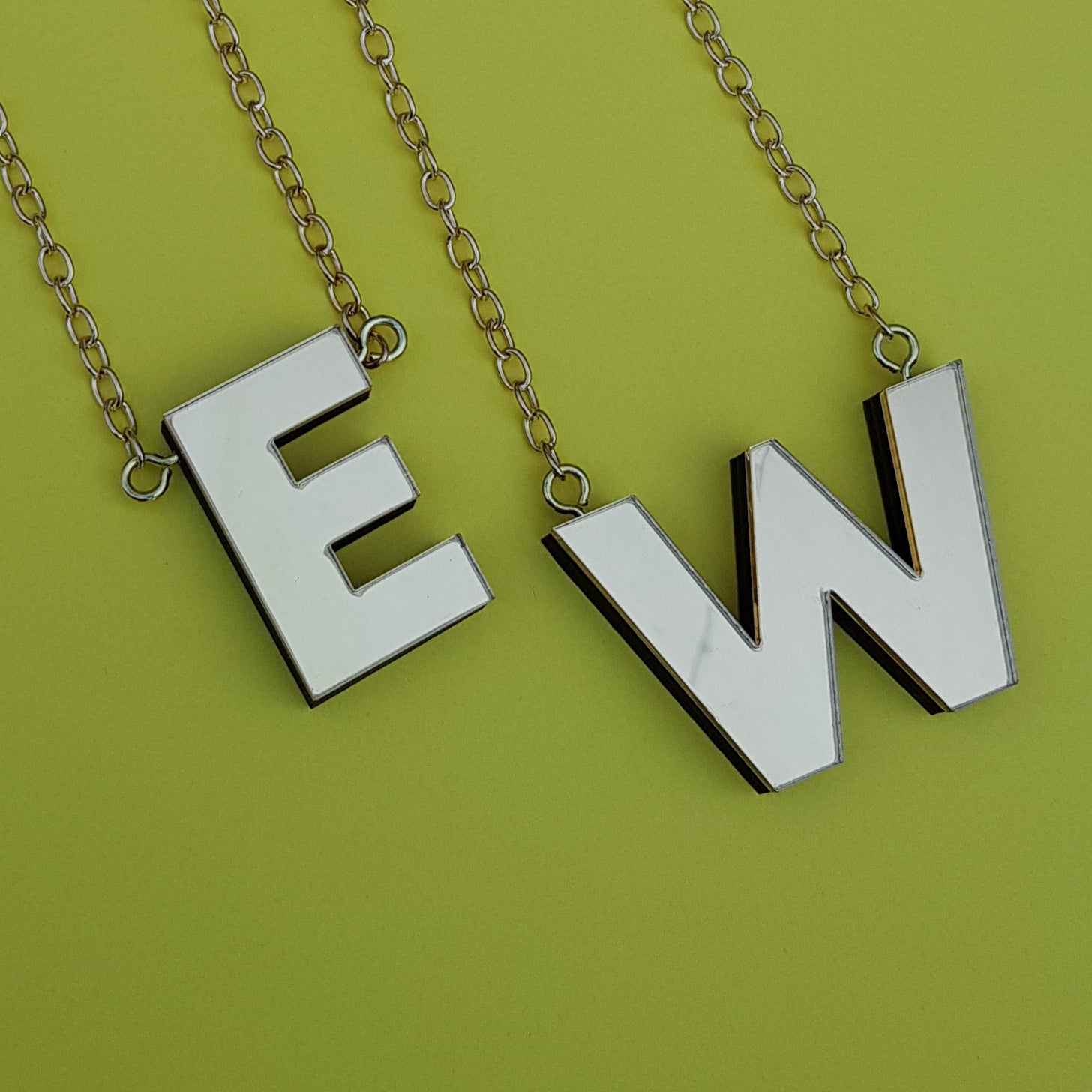 Chunky gold perspex letter necklace