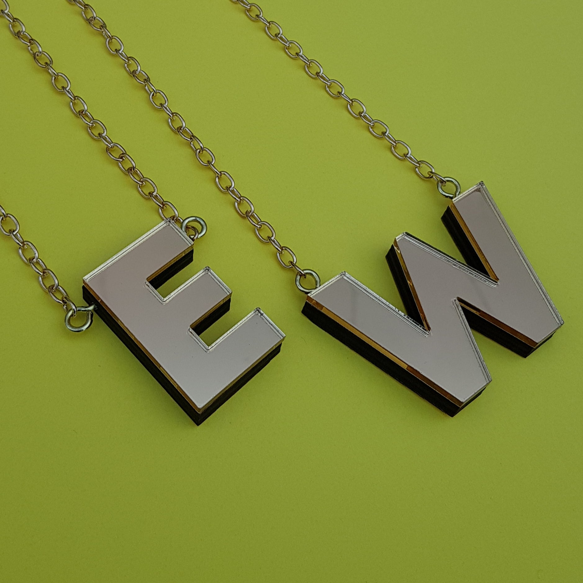 Chunky gold perspex letter necklace