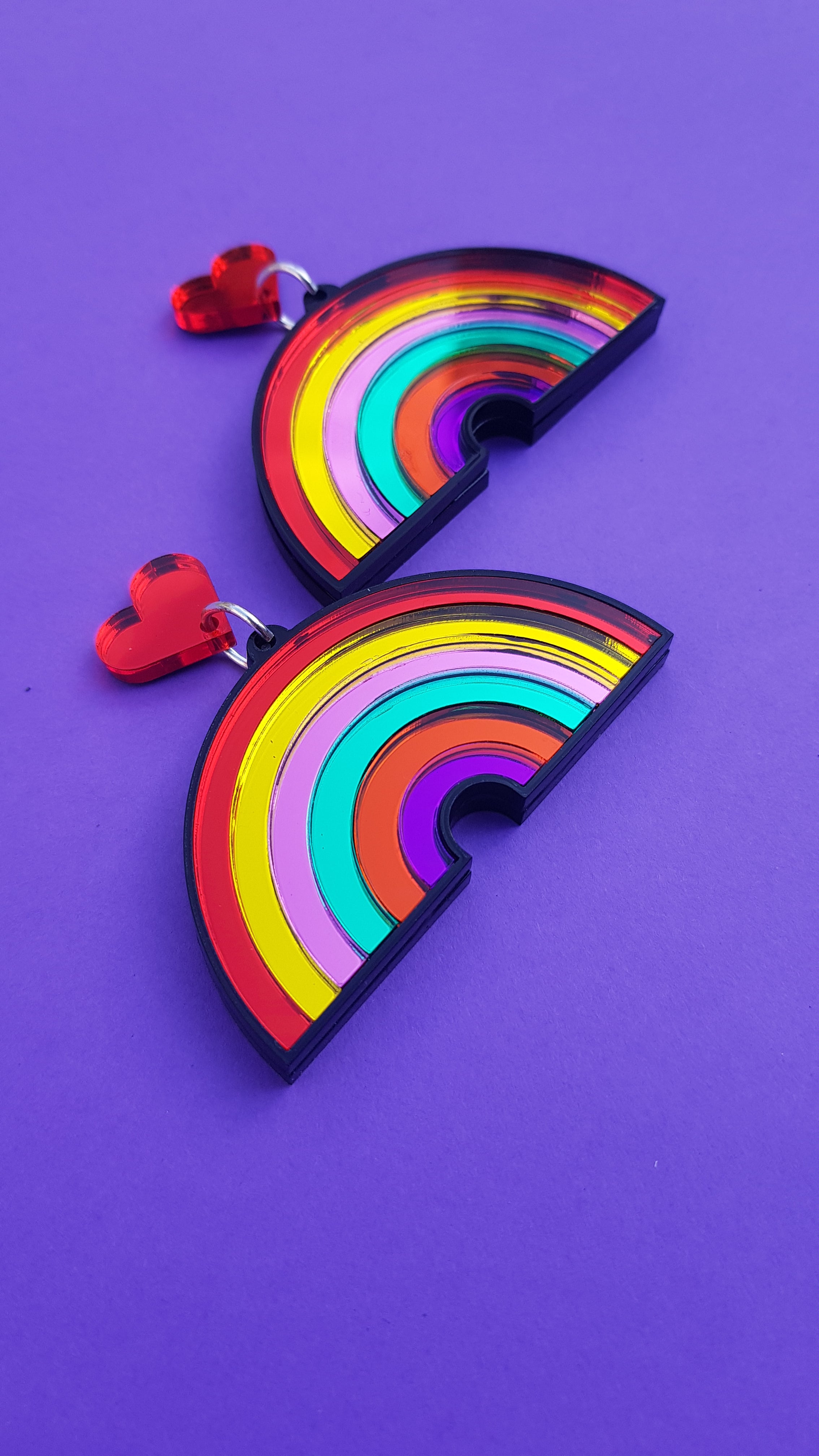 Mirror perspex rainbow earrings