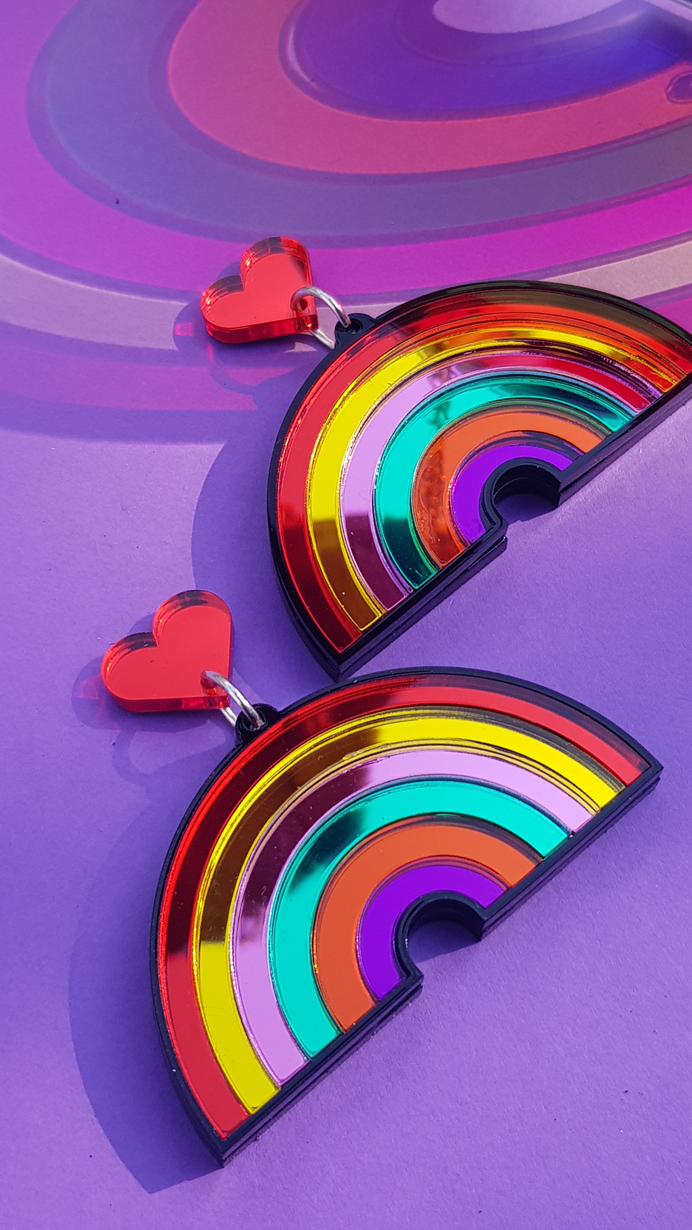 Mirror perspex rainbow earrings