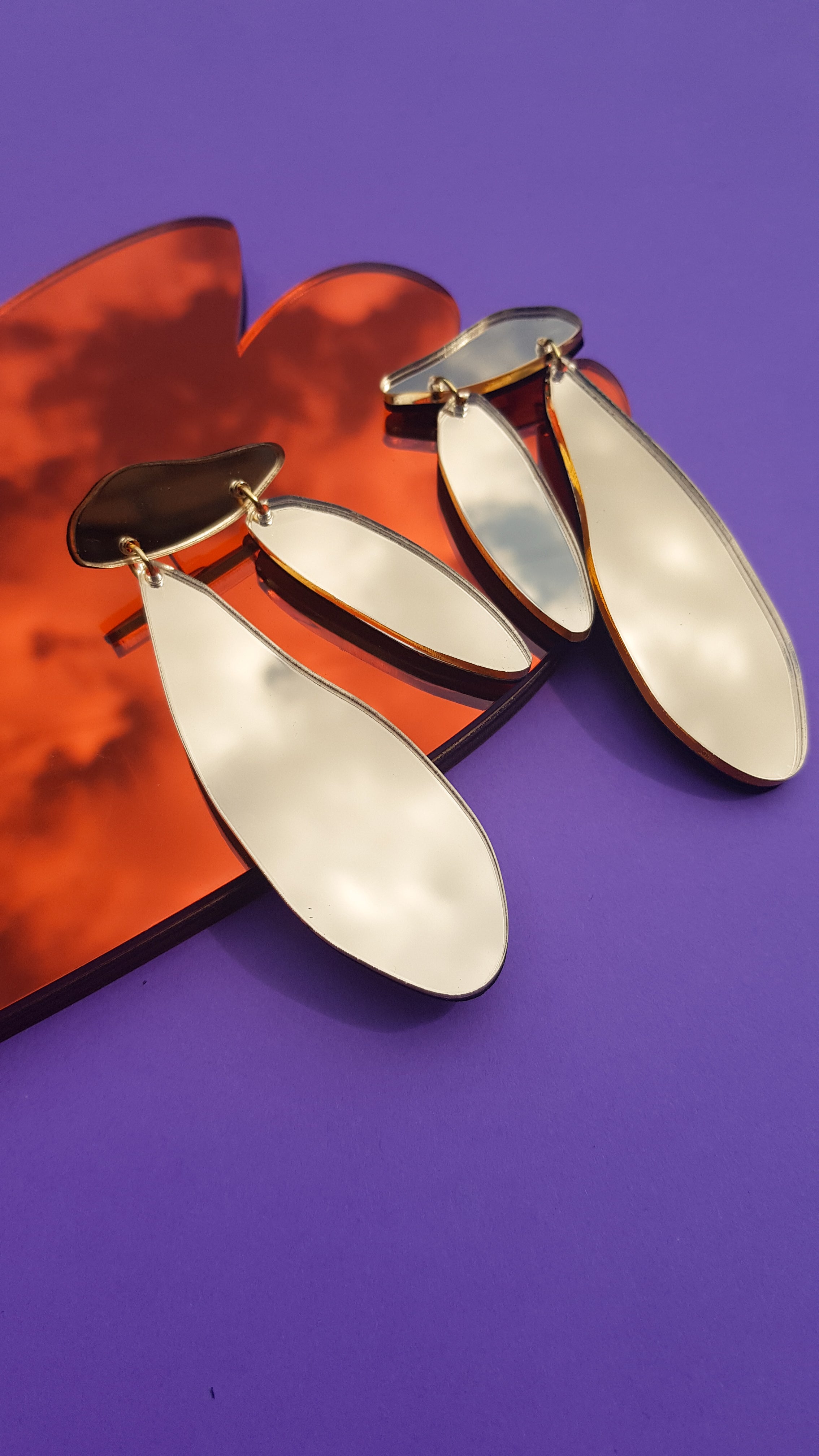 Mirror gold Matisse ply and perspex earrings