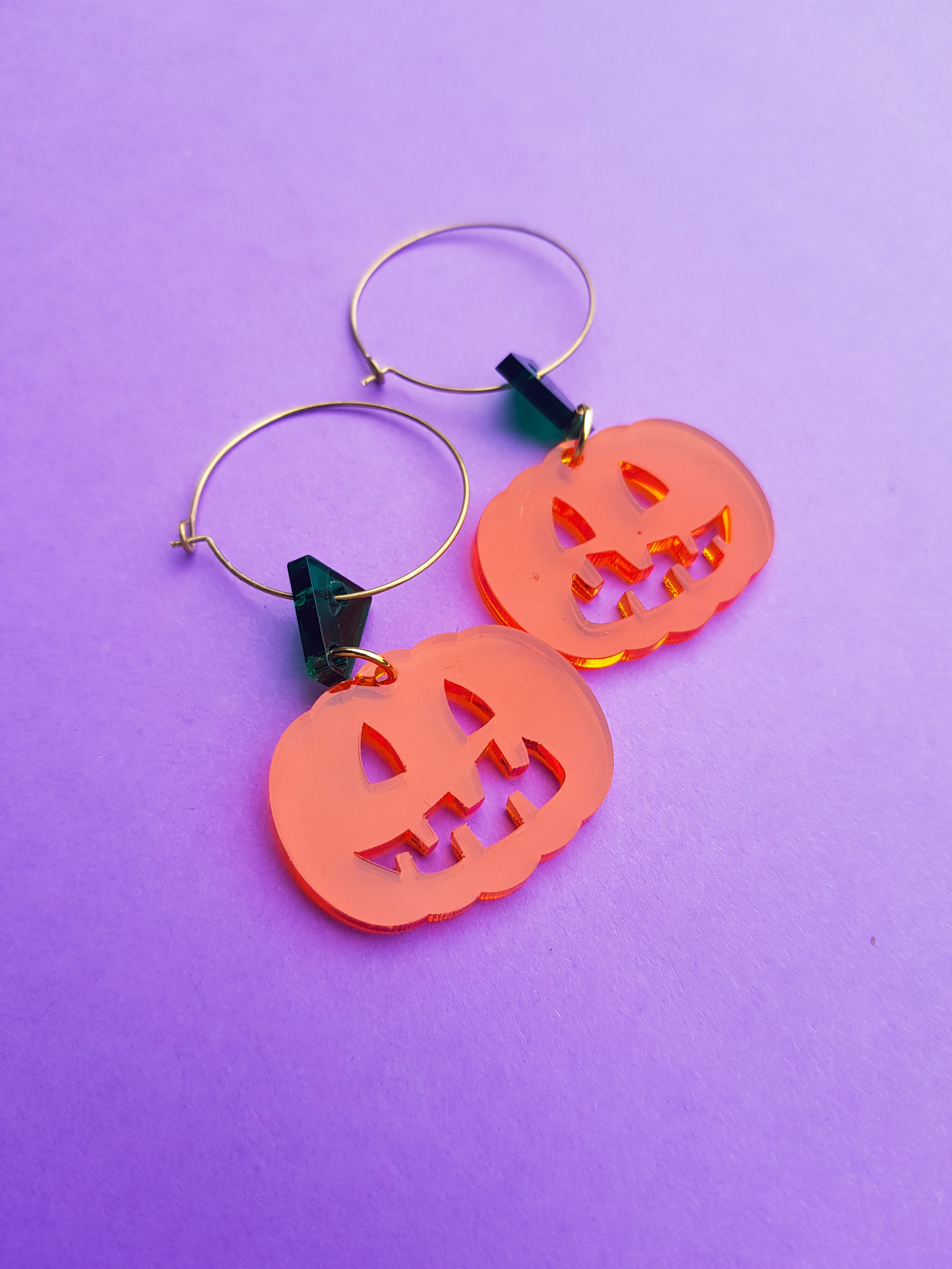 Mini pumpkin earrings, transparent orange