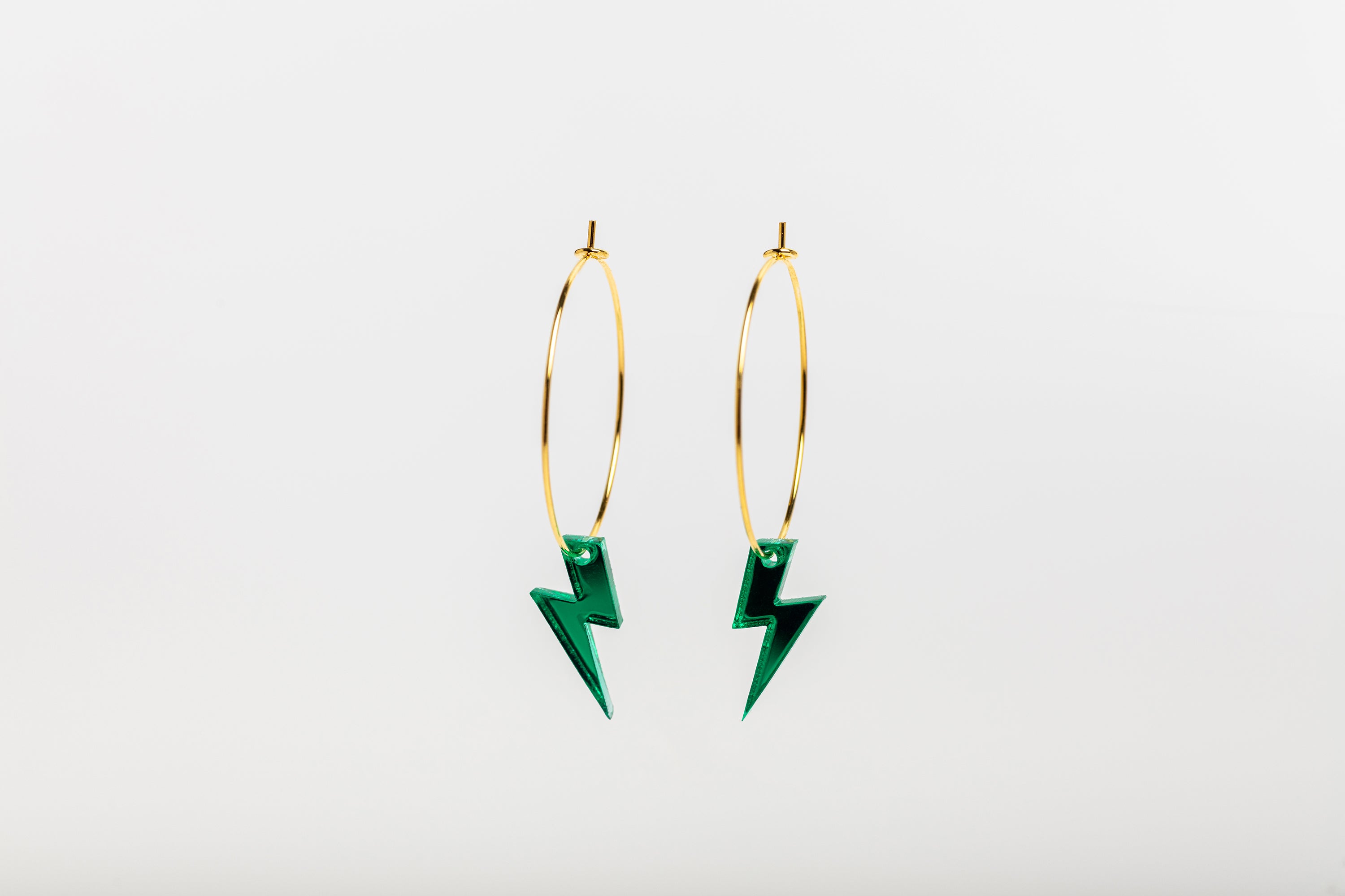 Mini lightning bolt hoop earrings (multiple colours)